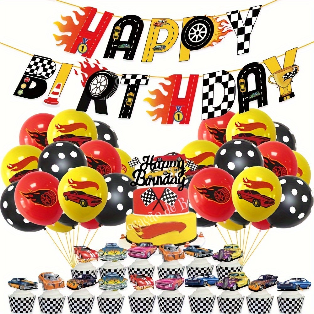 Acheter Les fournitures de fête d'anniversaire en train comprennent une  décoration de gâteau, une bannière et des ballons.