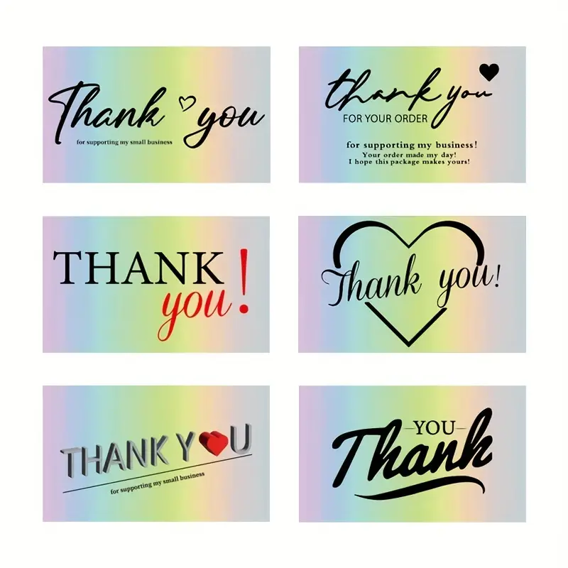 Holographic Silvery Color Thank You Cards Greeting Blank - Temu