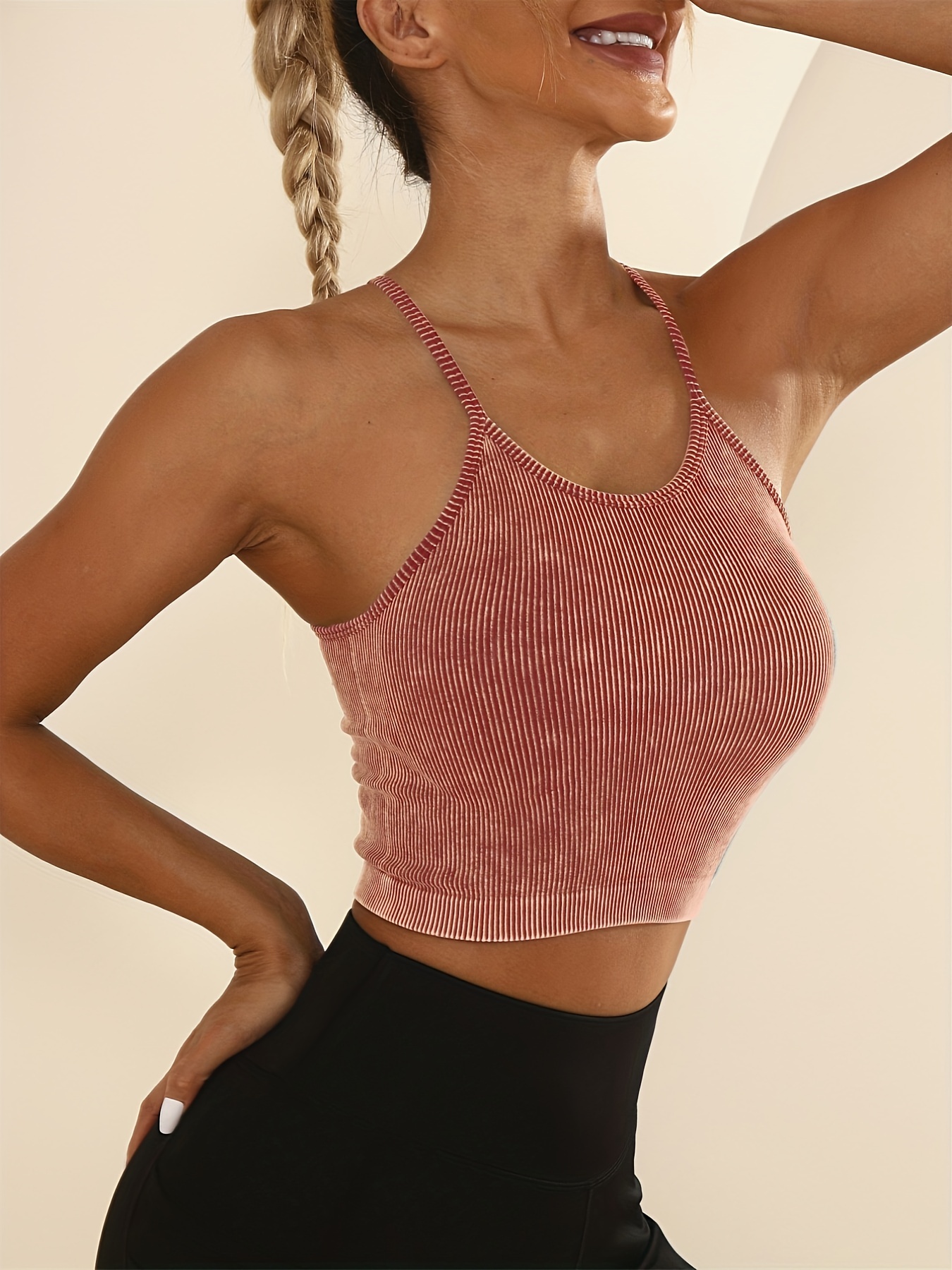 Pink Washed Seamless Crop Tank 