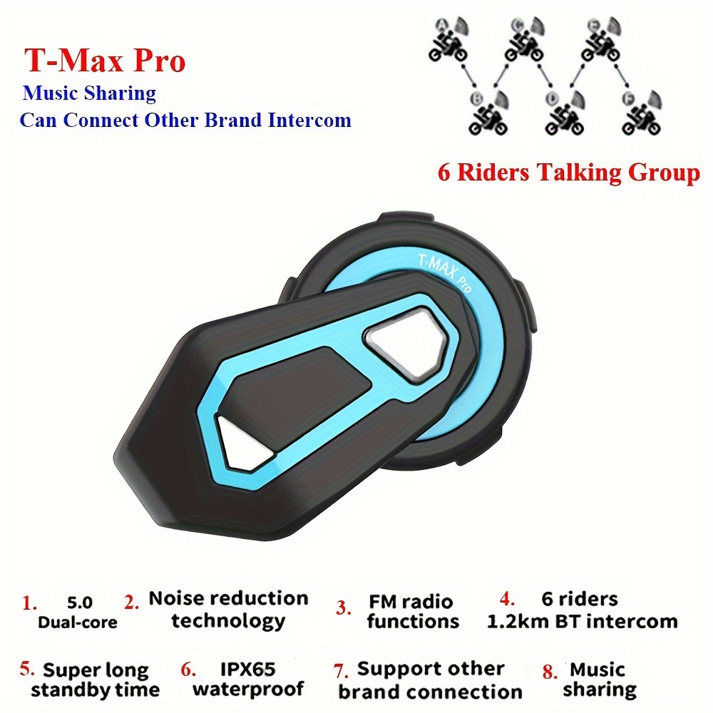 4 Rider Motorcycle Bluetooth Communication (up To 6 Riders)