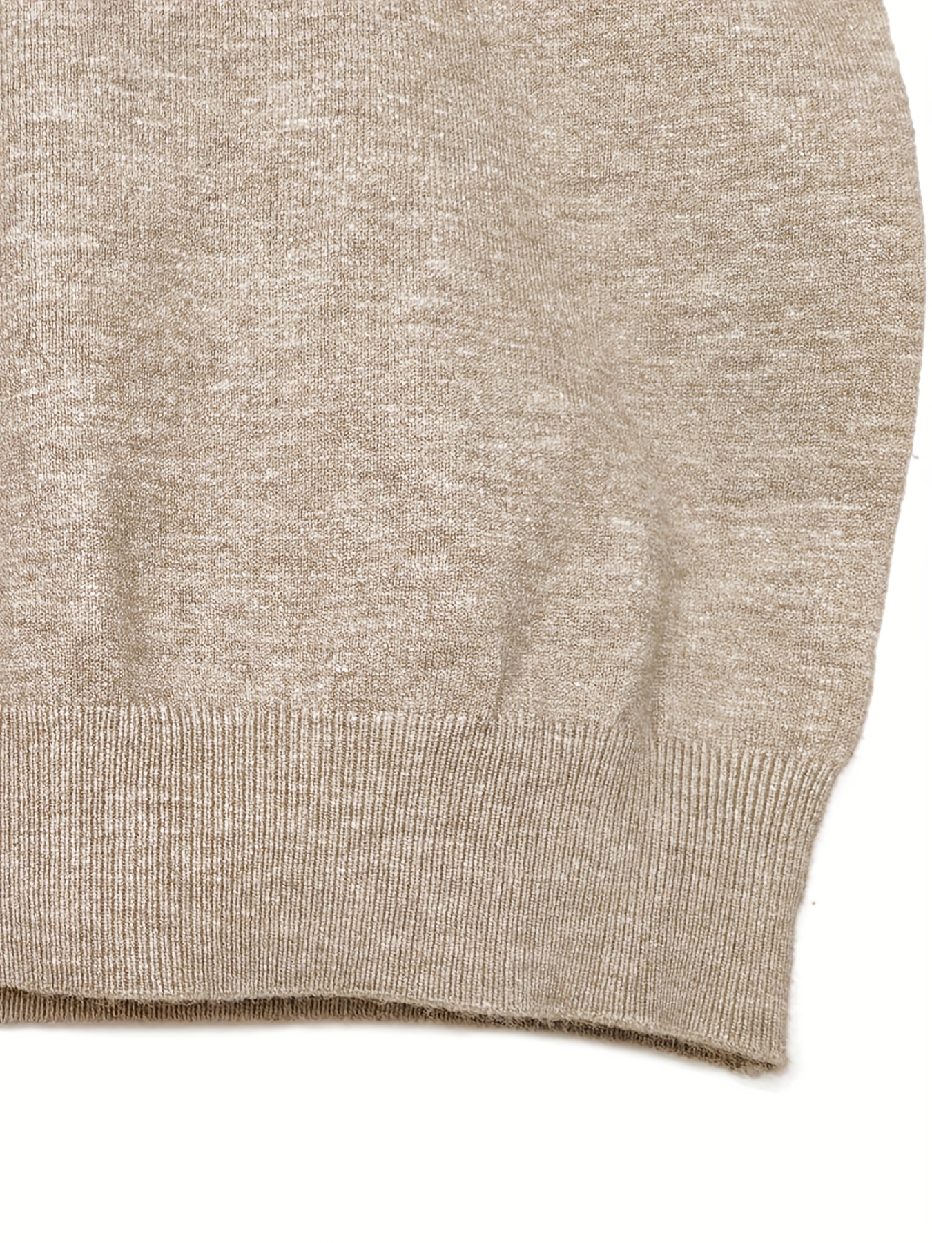 Solid Half Sleeve Sweater, Elegant Crew Neck Sweater For Spring