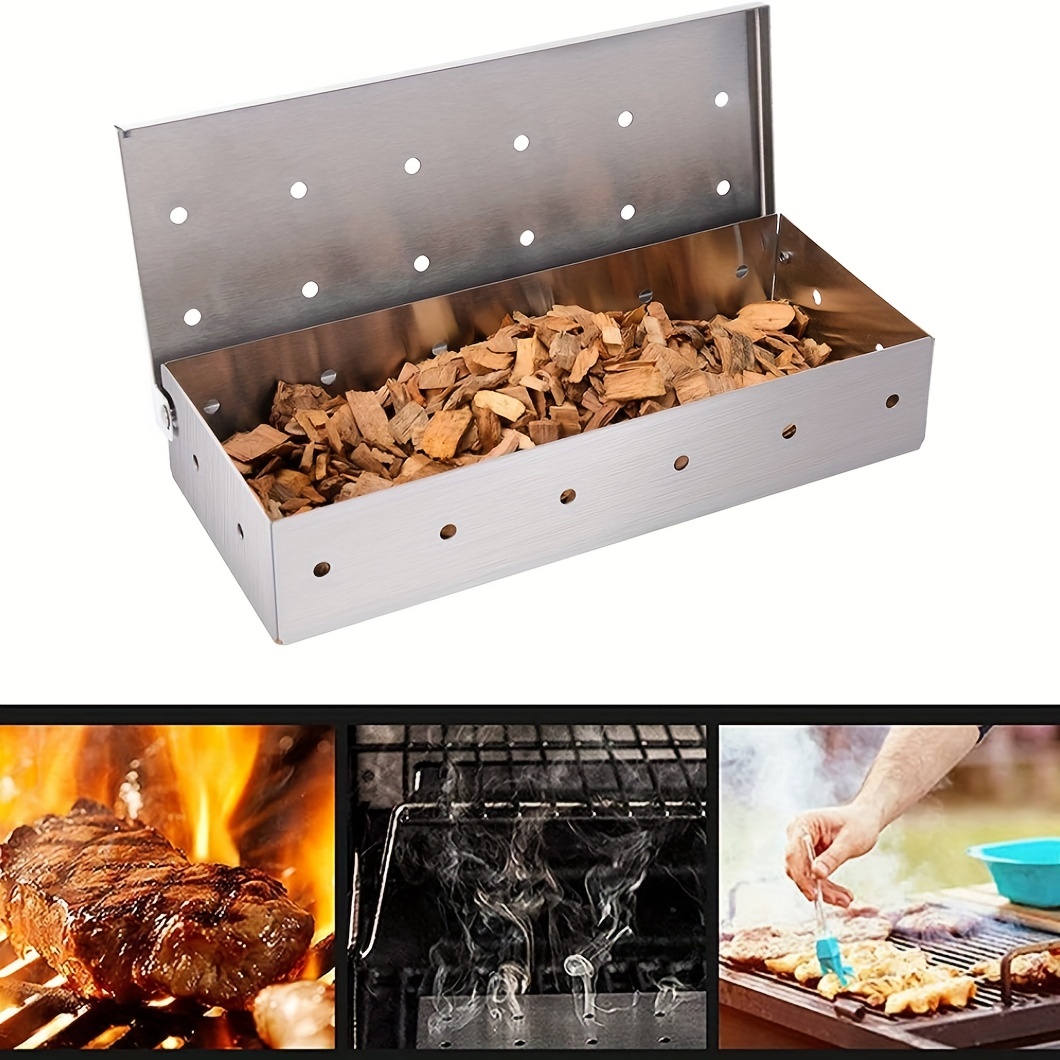 1pc Stainless Steel Smoker Box for Gas Grills and Charcoal Grills - Add  Smokey BBQ Flavor to Your Meats with Wood Chips
