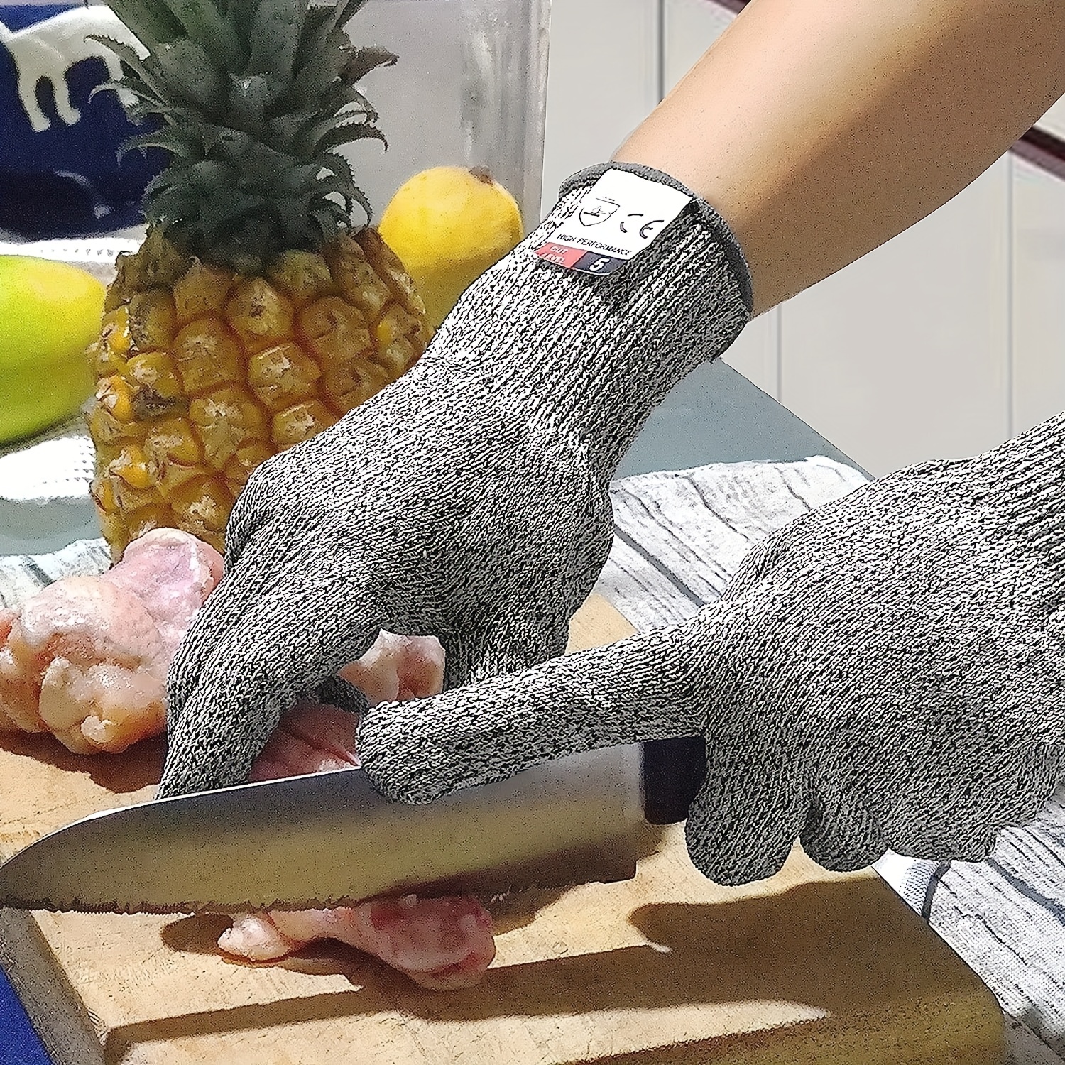 2 Pairs Level 5 Cut Resistant Gloves, Food Grade Material, Kitchen Work  Glove, Oyster Shelling, Fish Filleting, Meat Cutting, Carving, Gray, Xl