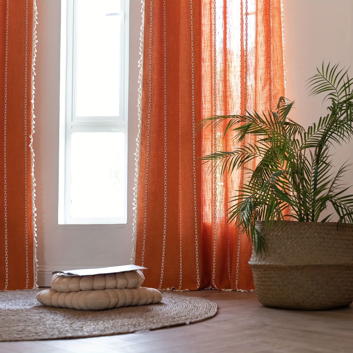 Cortinas de lino para ventana de Casa de Campo, cortina de bolsillo de  varilla, filtrado de luz ambiental para dormitorio de niños, 100% -  AliExpress