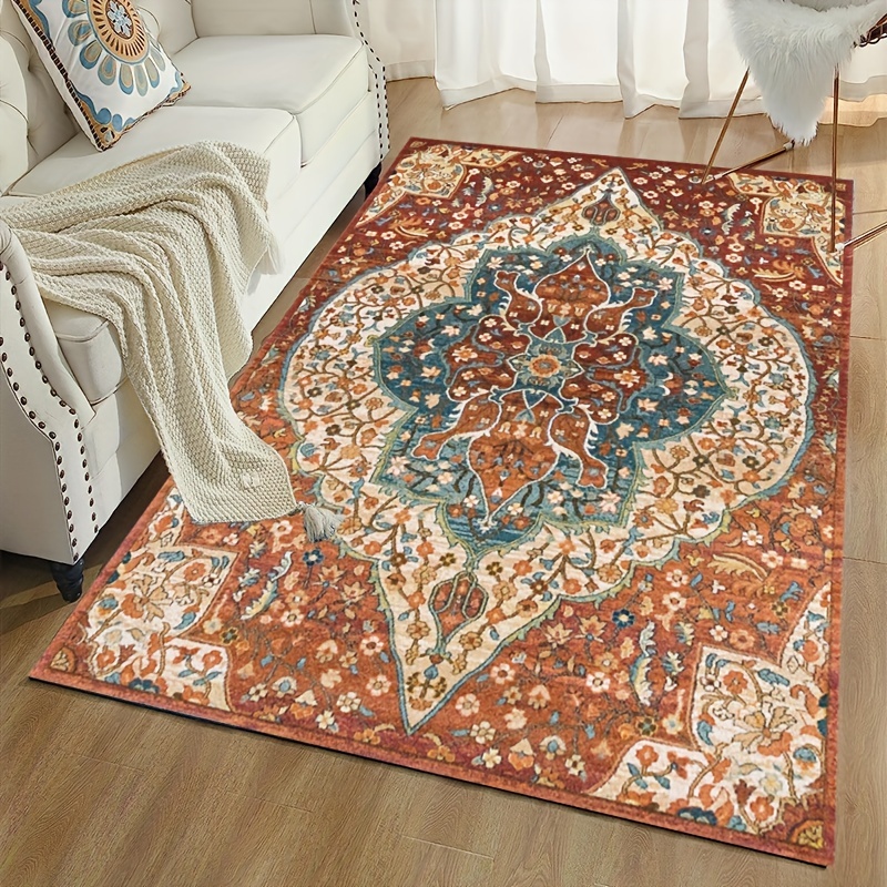 Green Boho Area Rugs Flowers Pattern Kitchen Mat Stain - Temu