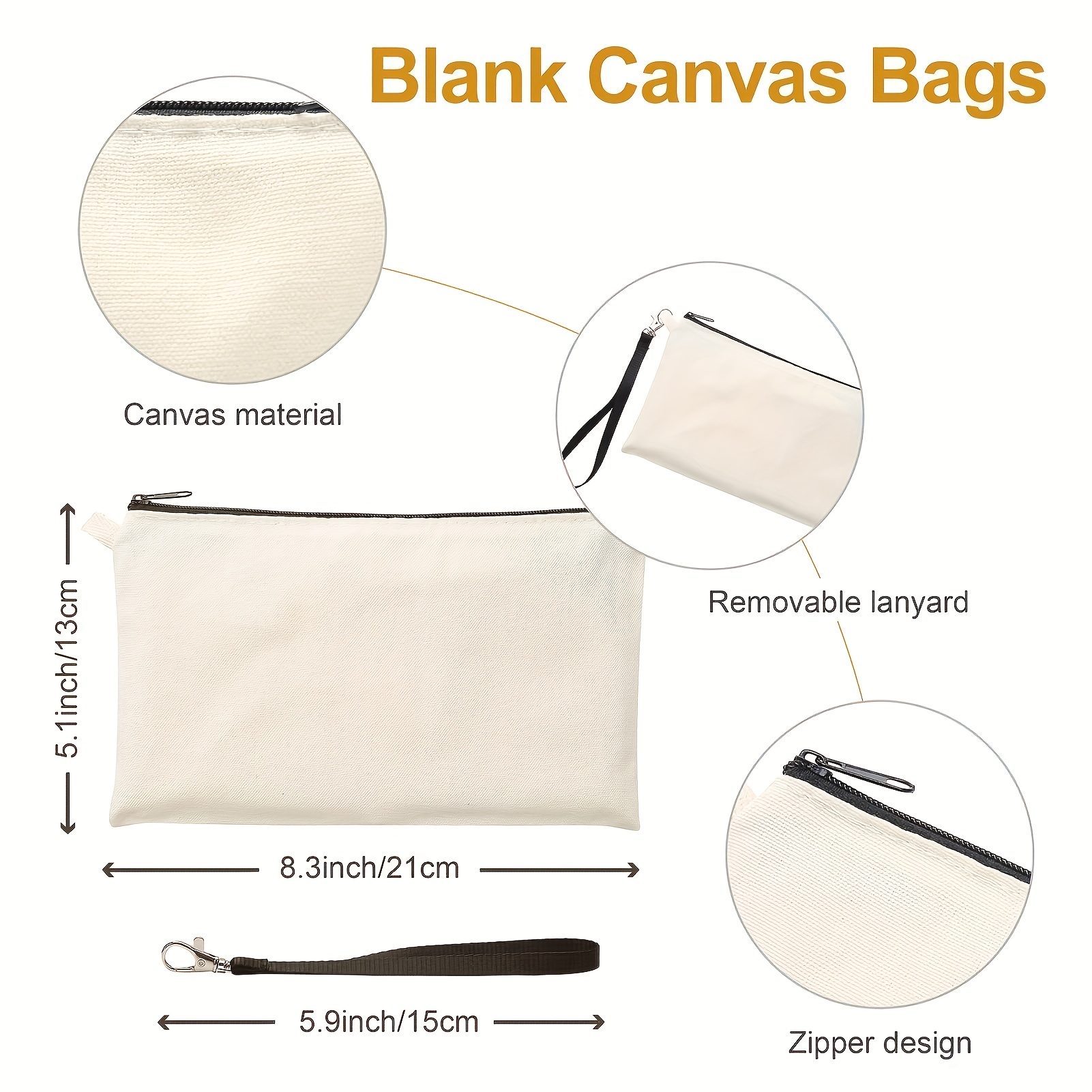 10 Pieces Sublimation Blanks Pouch DIY Heat Transfer Makeup Bags Iron on  Transfer Zipper Canvas Pen Case for Women Kids