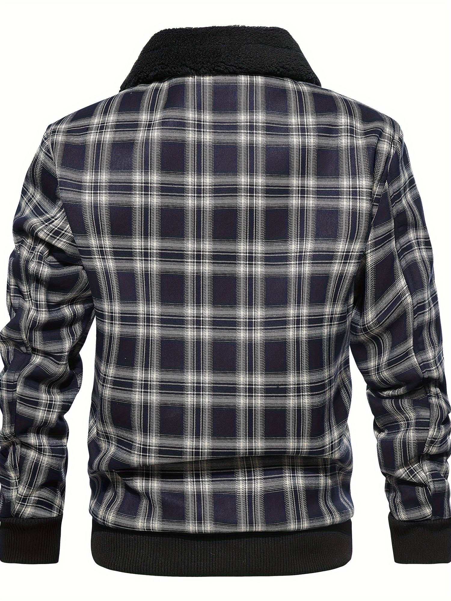 Chaqueta Cuadros Retro Forro Polar Hombre Chaqueta Gruesa - Temu