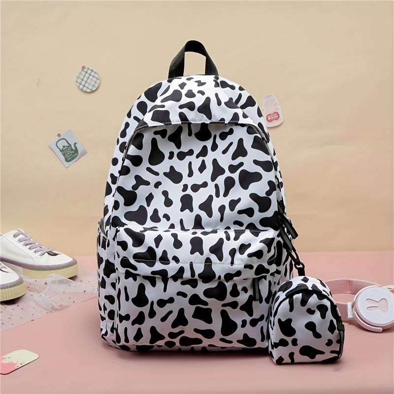 Cow Print Laptop Backpack Lightweight Nylon Travel Rucksack