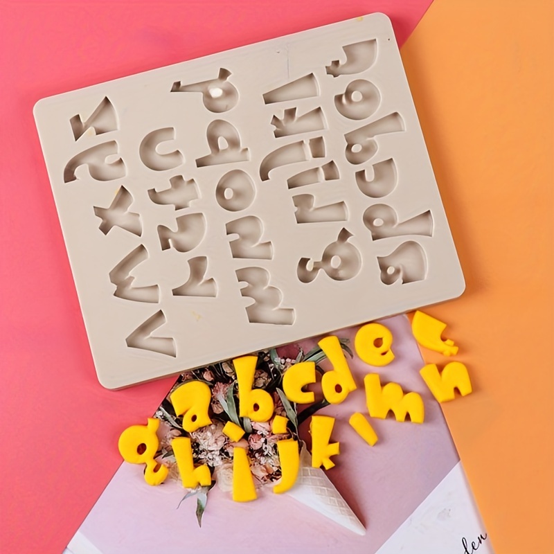 Image of 1pc Small Write English Alphabet Number Fondant Silicone Mold Lowercase Letters Silicone Cupcake Baking Mold Fondant Cake Decorating Tool Baking Supplies Halloween Christmas Party Favors
