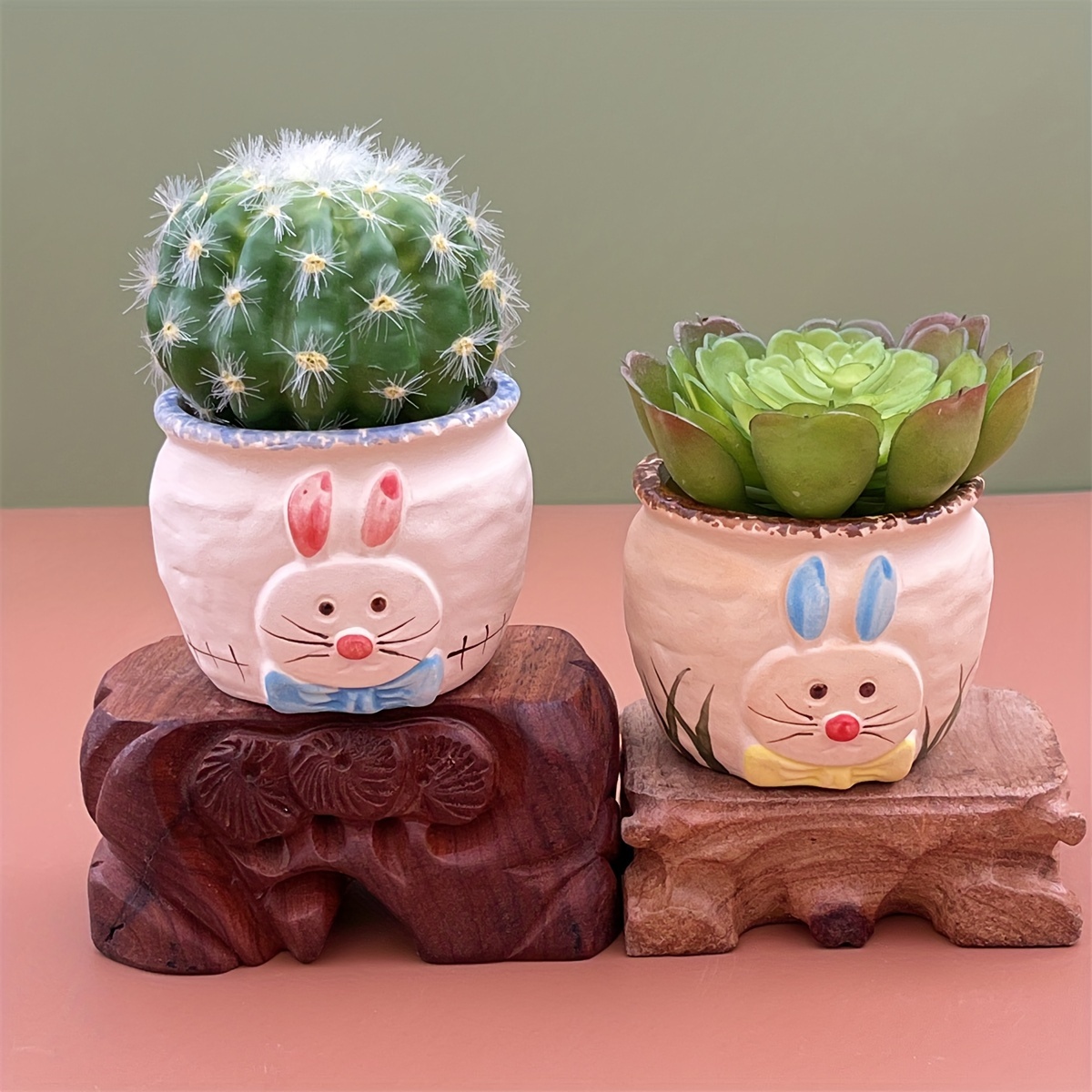 Mini macetas decorativas para plantas con forma de humano, 2 macetas de  cerámica para suculentas, 2 piezas con plantas falsas, bonitas macetas de