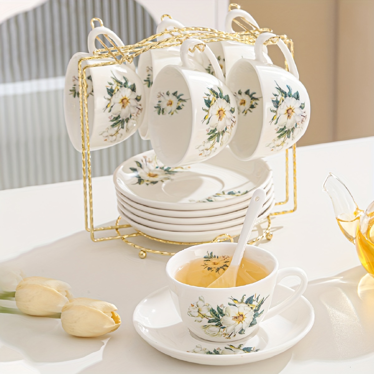 Bone China Tea/Coffee 6 pcs Cup and 6pcs Saucer – GOOD HOMES