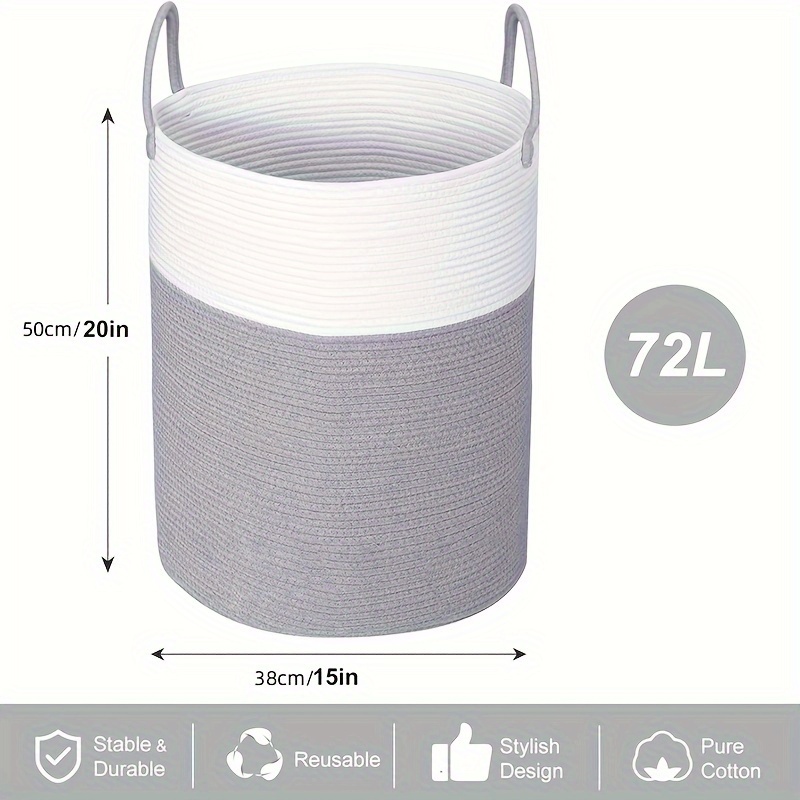 Durable Woven Cotton Rope Storage Basket For Organizing - Temu