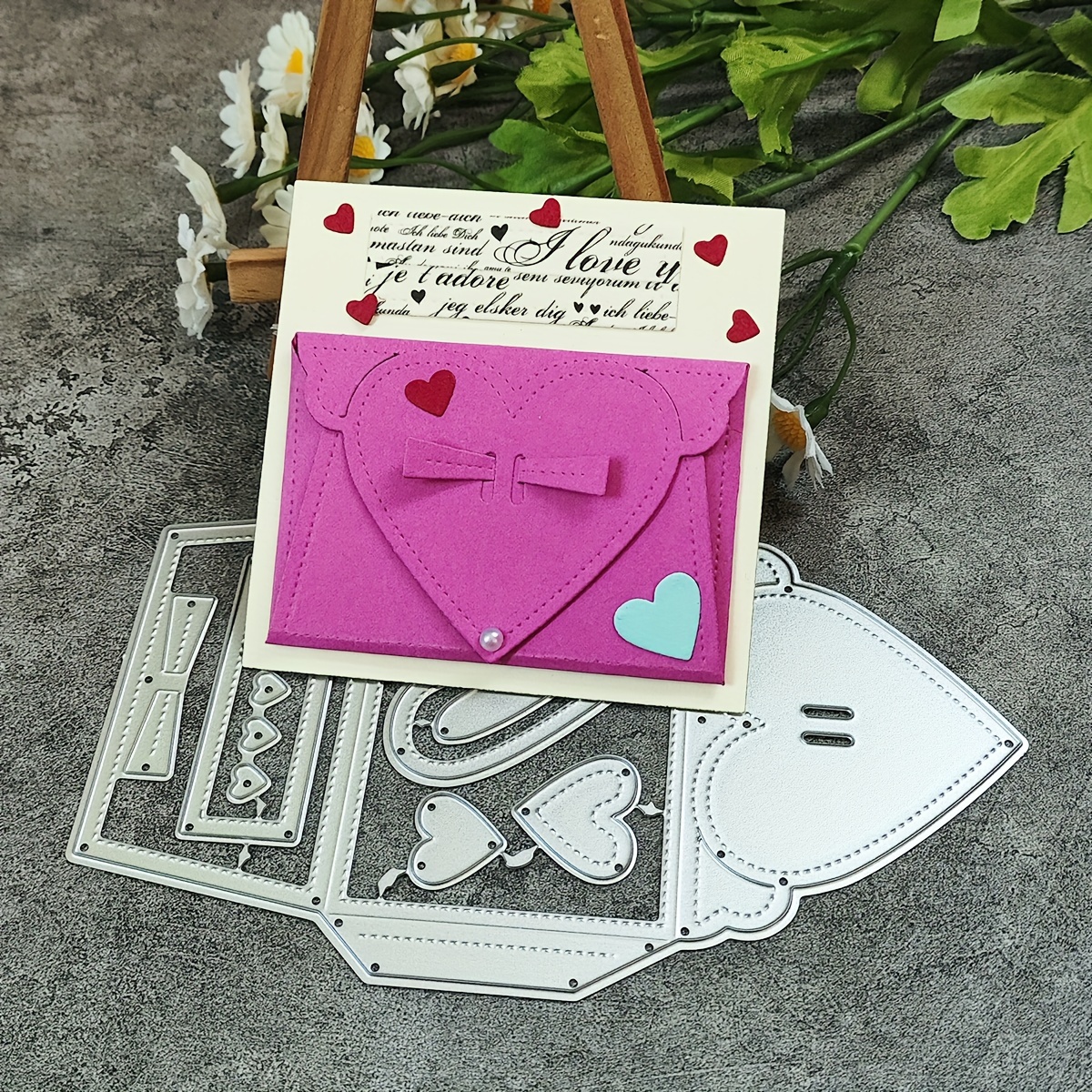 WILLBOND 3 Pieces Valentine's Day Heart Cutting Dies 3D Love Letter Metal  Die Cuts Happy Valentine Stencil Template for Scrapbooking Card Making