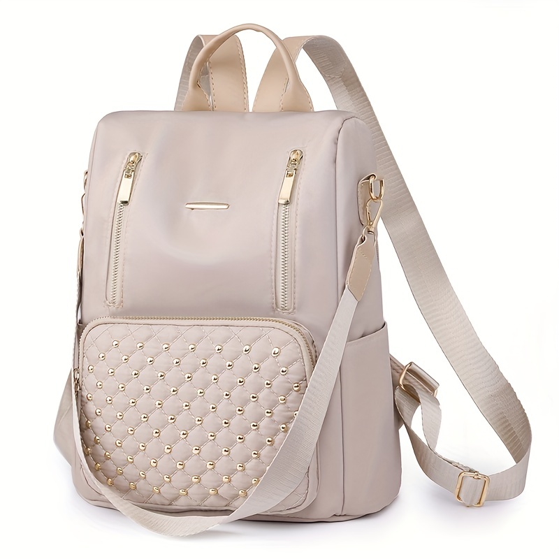 Girls Embossed Pattern PU Zipper Classic Backpack