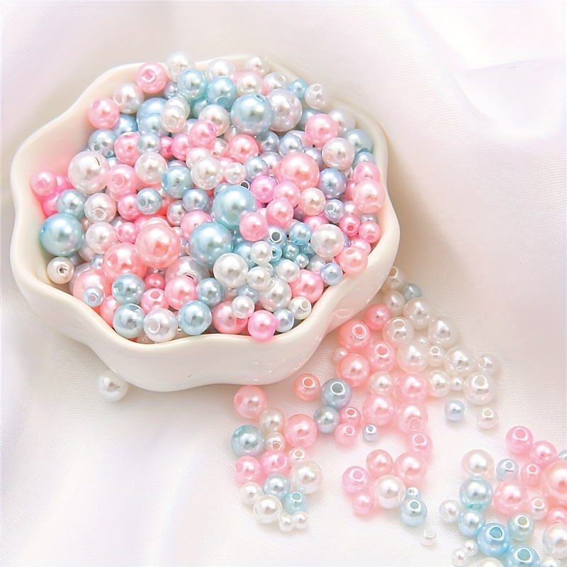 Mix Size Abs Colorful Round Imitation Pearls Beads With Hole - Temu