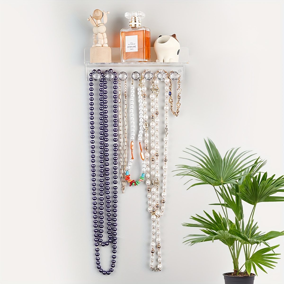 Acrylic Necklace Jewelry Organizer 7 Hooks Wall Hanging - Temu