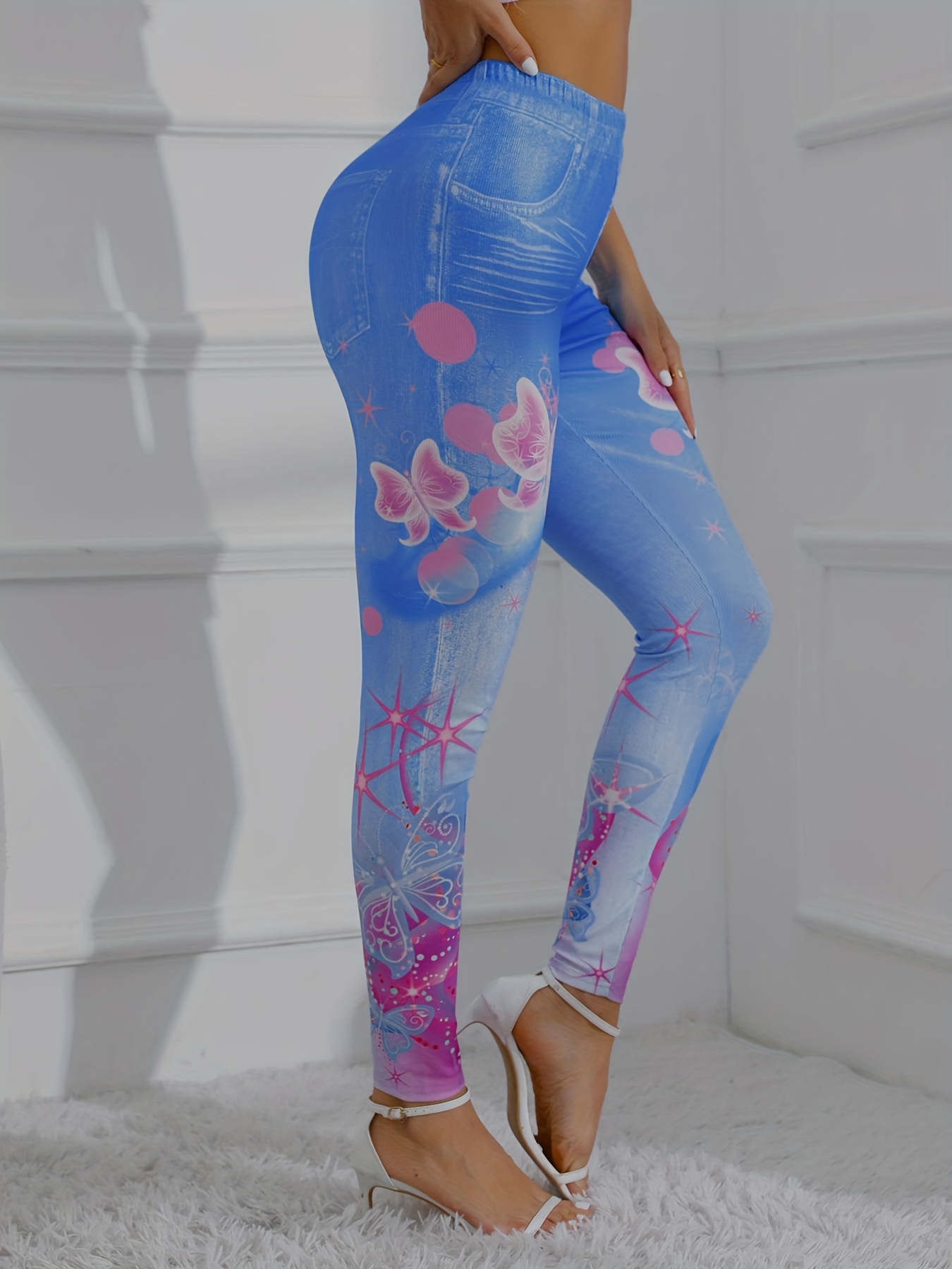 Butterfly Print Cut Out Leggings