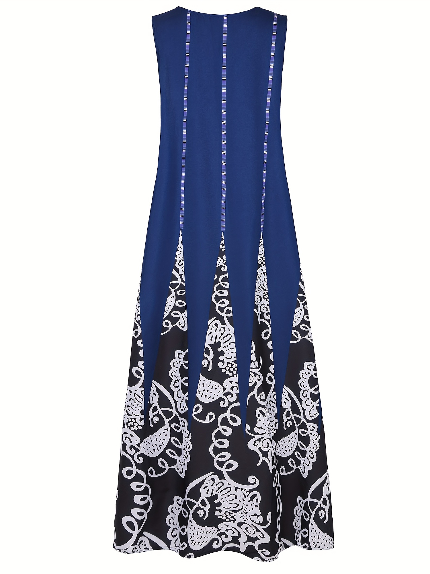 Φόρεμα με λουλούδια με λαιμόκοψη σε V, Vintage αμάνικο φόρεμα διπλής τσέπης, γυναικεία ρούχα