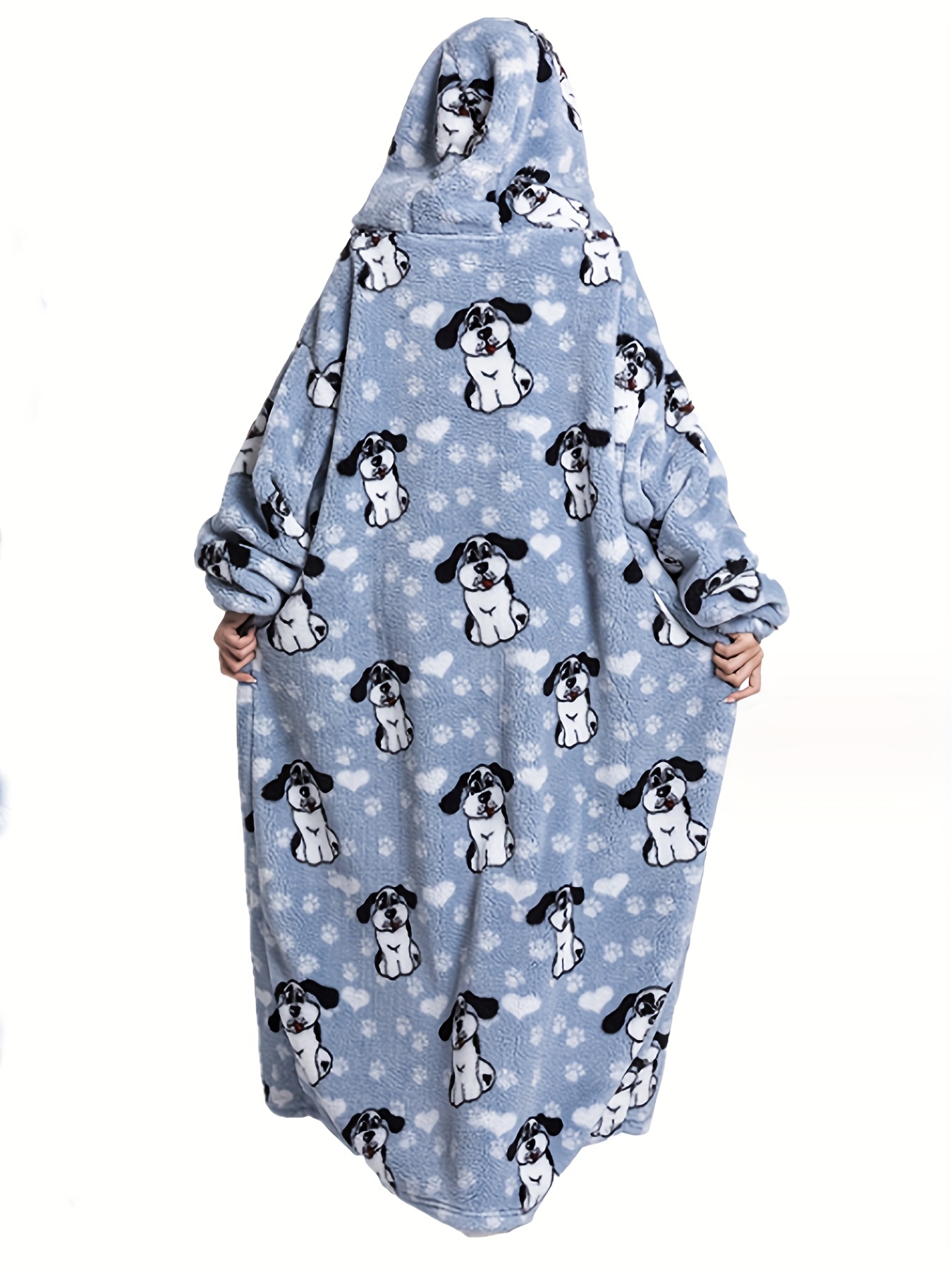 Puppy Print Flannel Hooded Nightgown