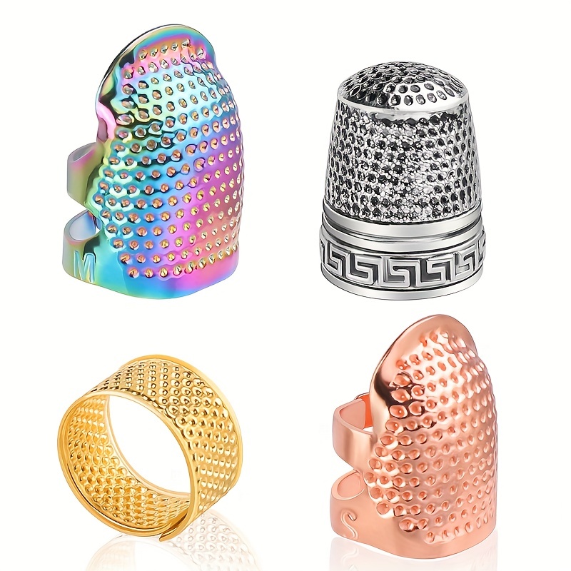 10 Pack Sewing Thimble Finger Quilting Protector for Sewing Clothes Metal  Copper Finger Shield Handmade DIY Knitting Craft Tools for Home Art