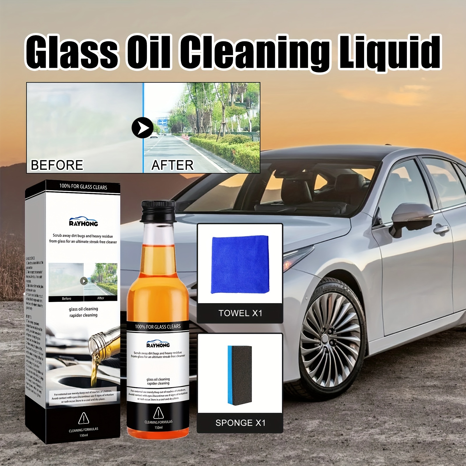 Car Windshield Oil Film Remover Cleaner Car Glass Oil Cleaning