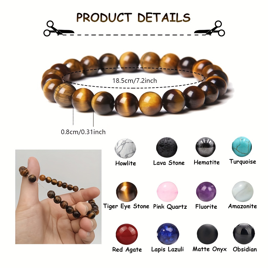 Healing Gemstone Bead Bracelet for Men and Women
