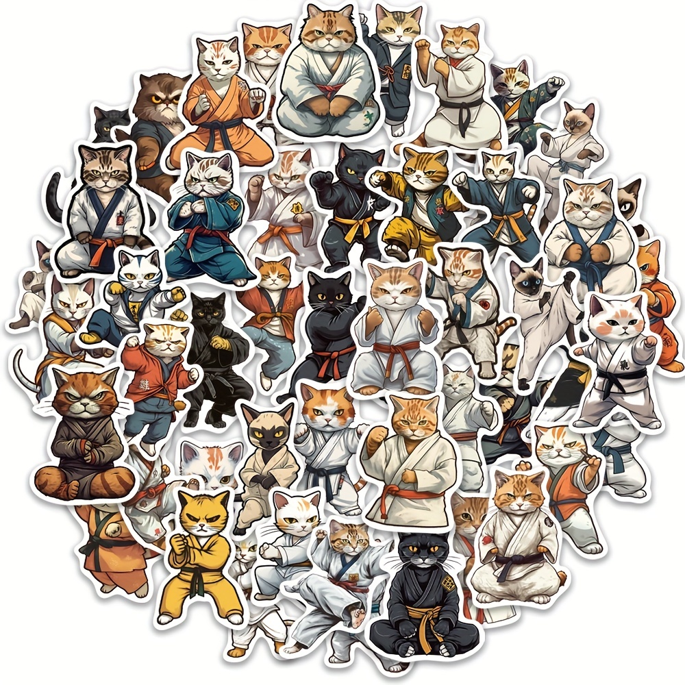 50 Pcs cute cat stickers, funny cat emoticons, graffiti stickers,  polypropylene waterproof, laptop, skateboard, scrapbook, suitcase, luggage,  guitar, computer, mobile phone