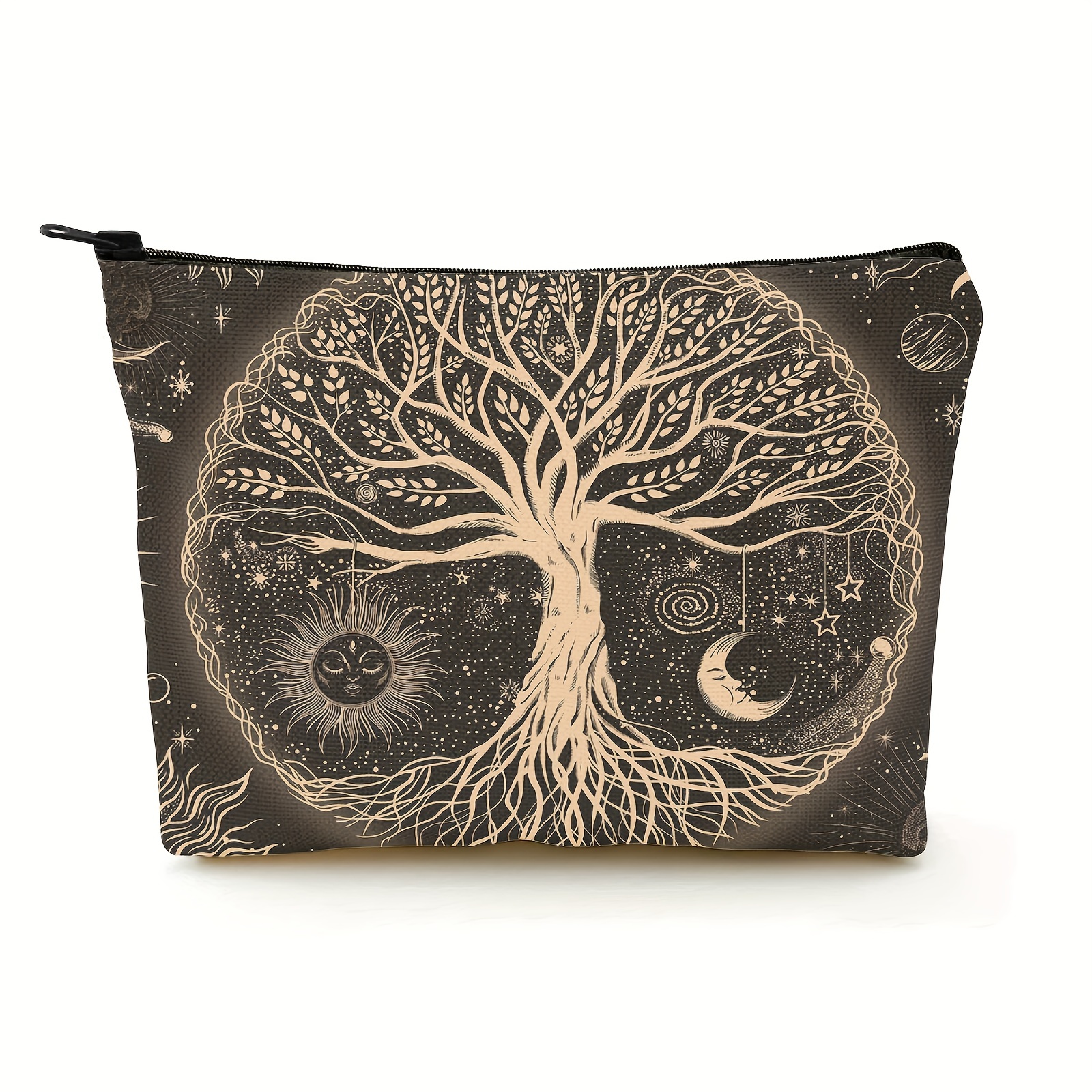 Tree Of Life Makeup Bag Sun Moon Stars Cosmetic Bag Aesthetic Galaxy Travel  Makeup Bag With Zipper Halloween Gift, Black - Temu