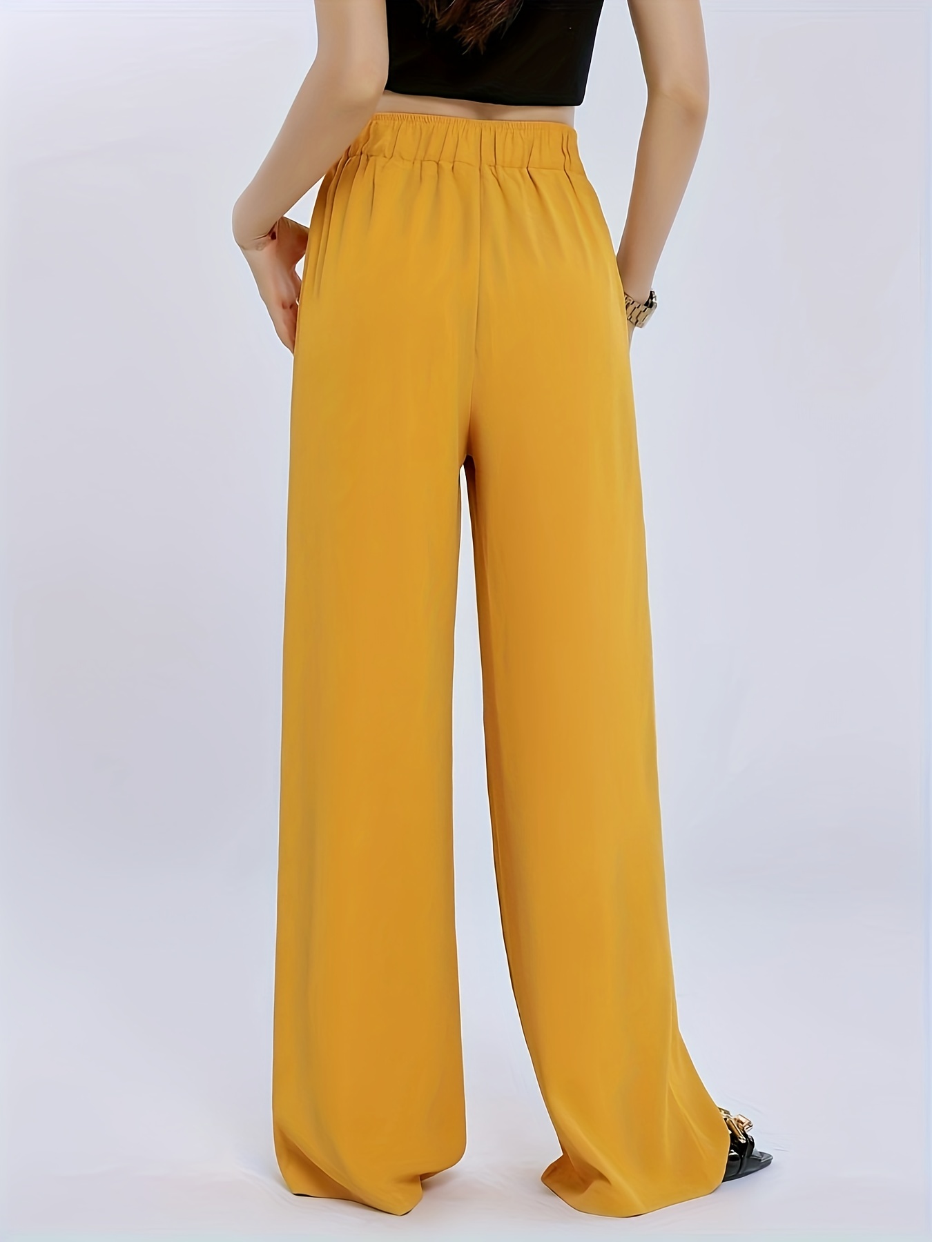 Wide Leg Pants for Women, Women'S Elastic High Waist Solid Color