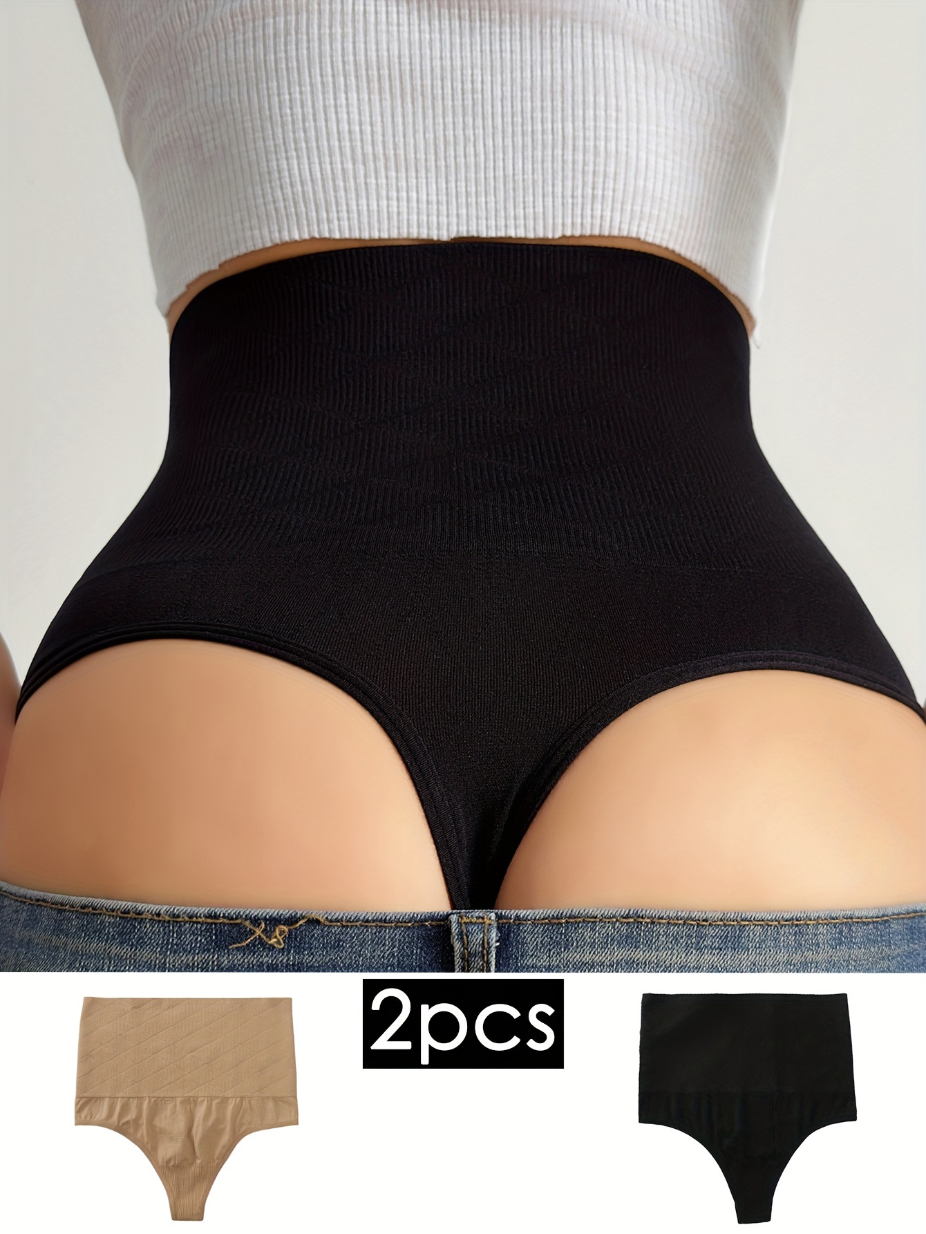 High Waisted Thongs For Women Tummy Control Underwear Soft - Temu