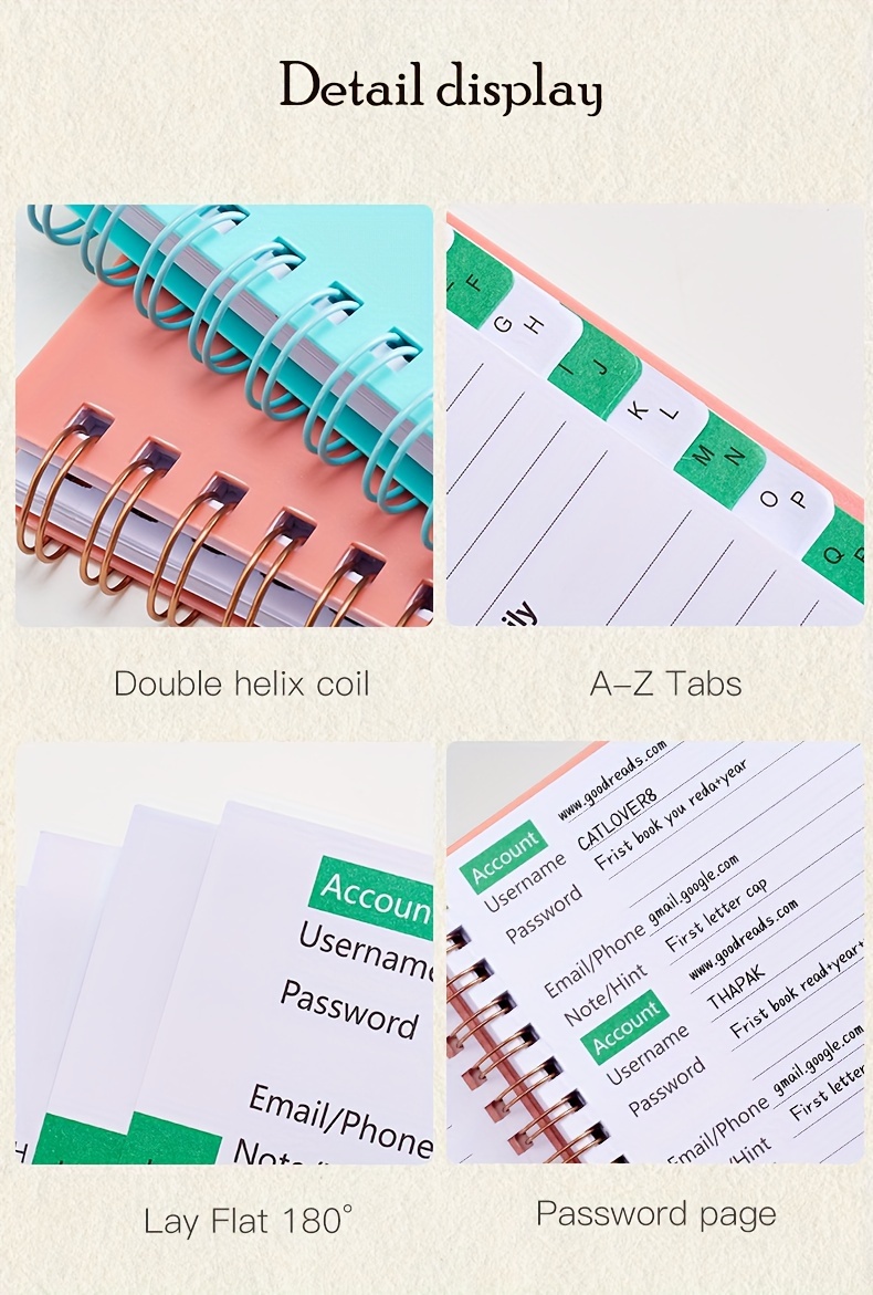 A6 Mini Size Spiral Password Keeper Book Alphabetical Tabs Temu