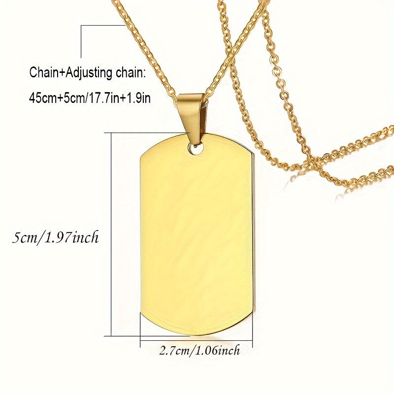 Mens Gold Dog Tag Chain Necklace Made Of Stainless Steel
