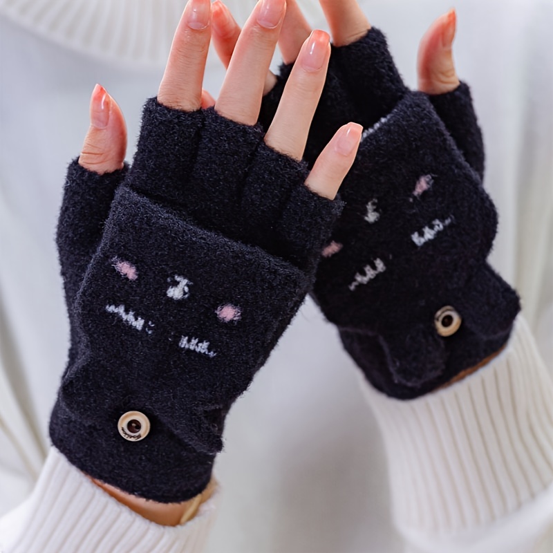 Children's Winter Gloves Warm Half Finger Flip Open Finger - Temu