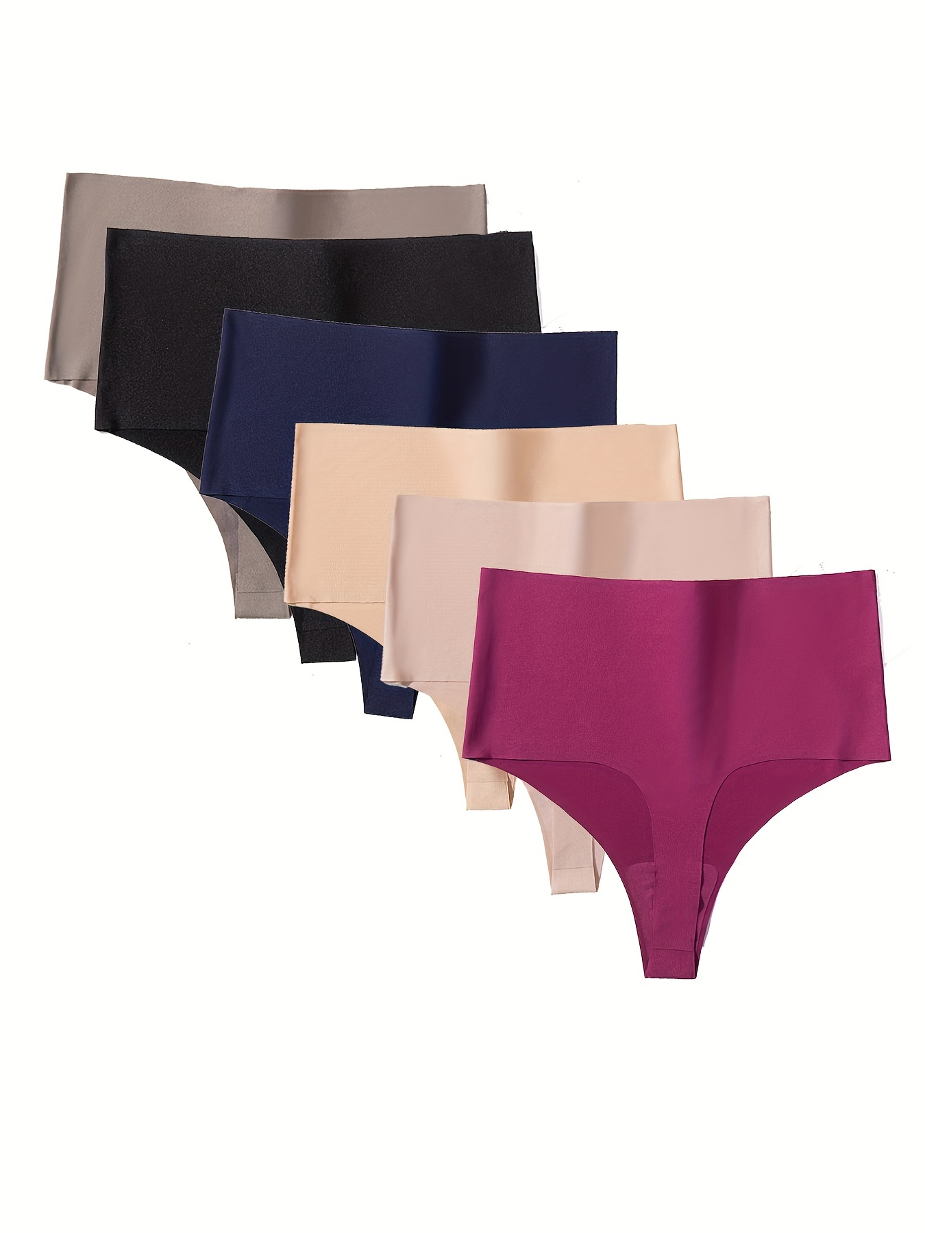 6pcs Seamless Solid Thongs, Soft & Comfy Stretchy Sports Panties, Women's  Lingerie & Underwear