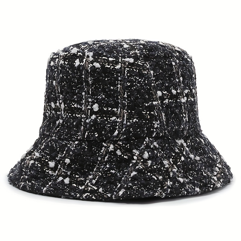 Trim Plaid Bucket Hat Men's And Women's Versatile Pentagram Face