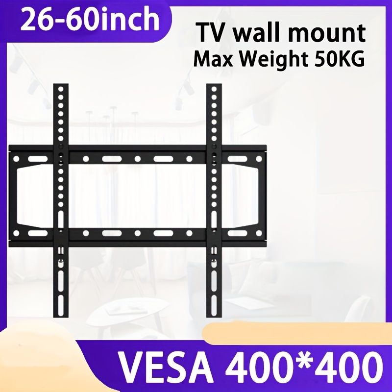 Fixed Tv Wall Mount Bracket 26 65 Inches Flat Curved Screen Large Tv  Monitor Fits 48 50 55 60 65 70 Vesa 100x100 600x400mm 165lbs, 24/7  Customer Service