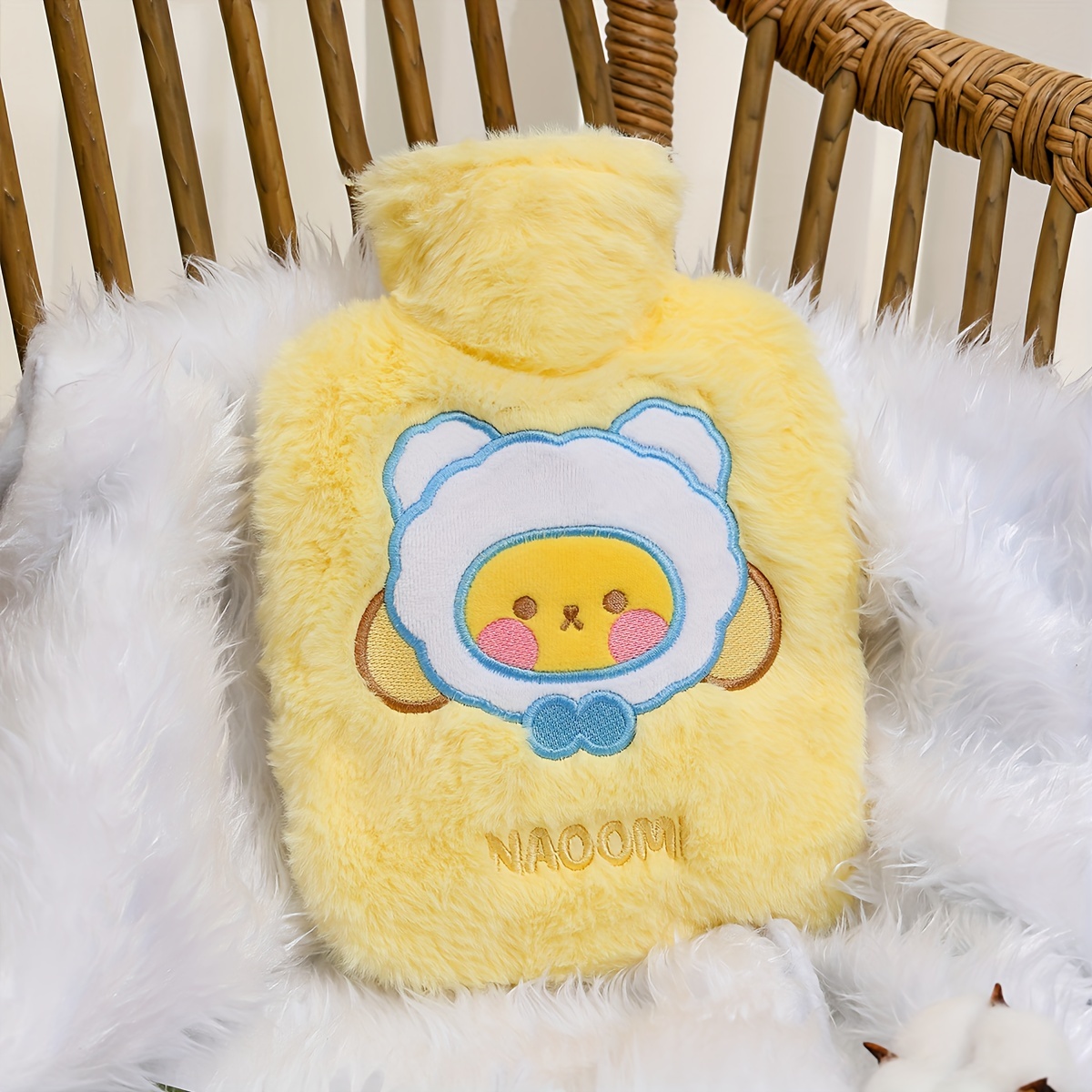 1pc Winter Pvc Hot Water Bag, Cartoon Plush Hot Water Bottle For Students,  Cute Warm Baby Water Bag