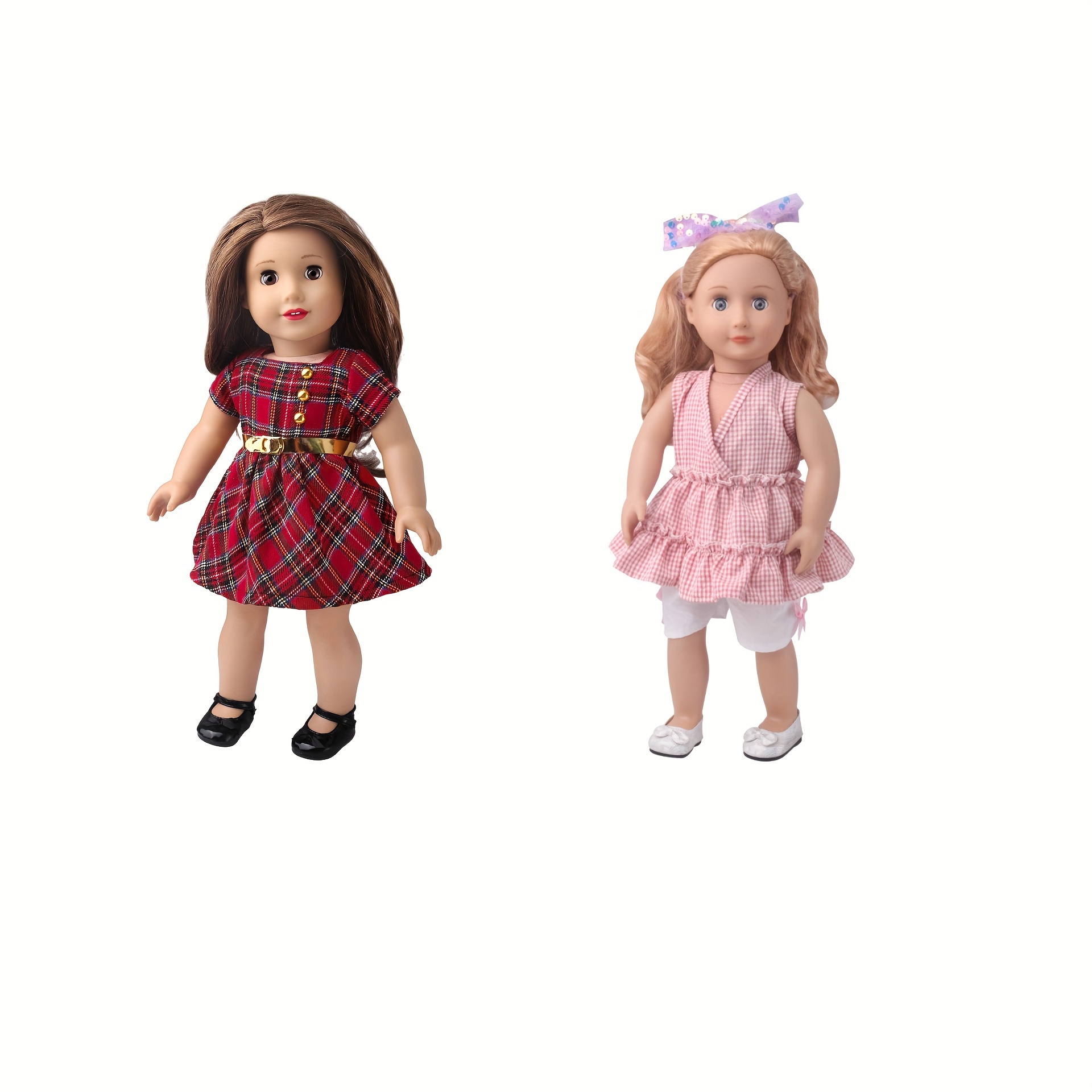 Barbie Doll Clothes Clear Bear Pink Shirt & Denim Skirt 2pcs Set