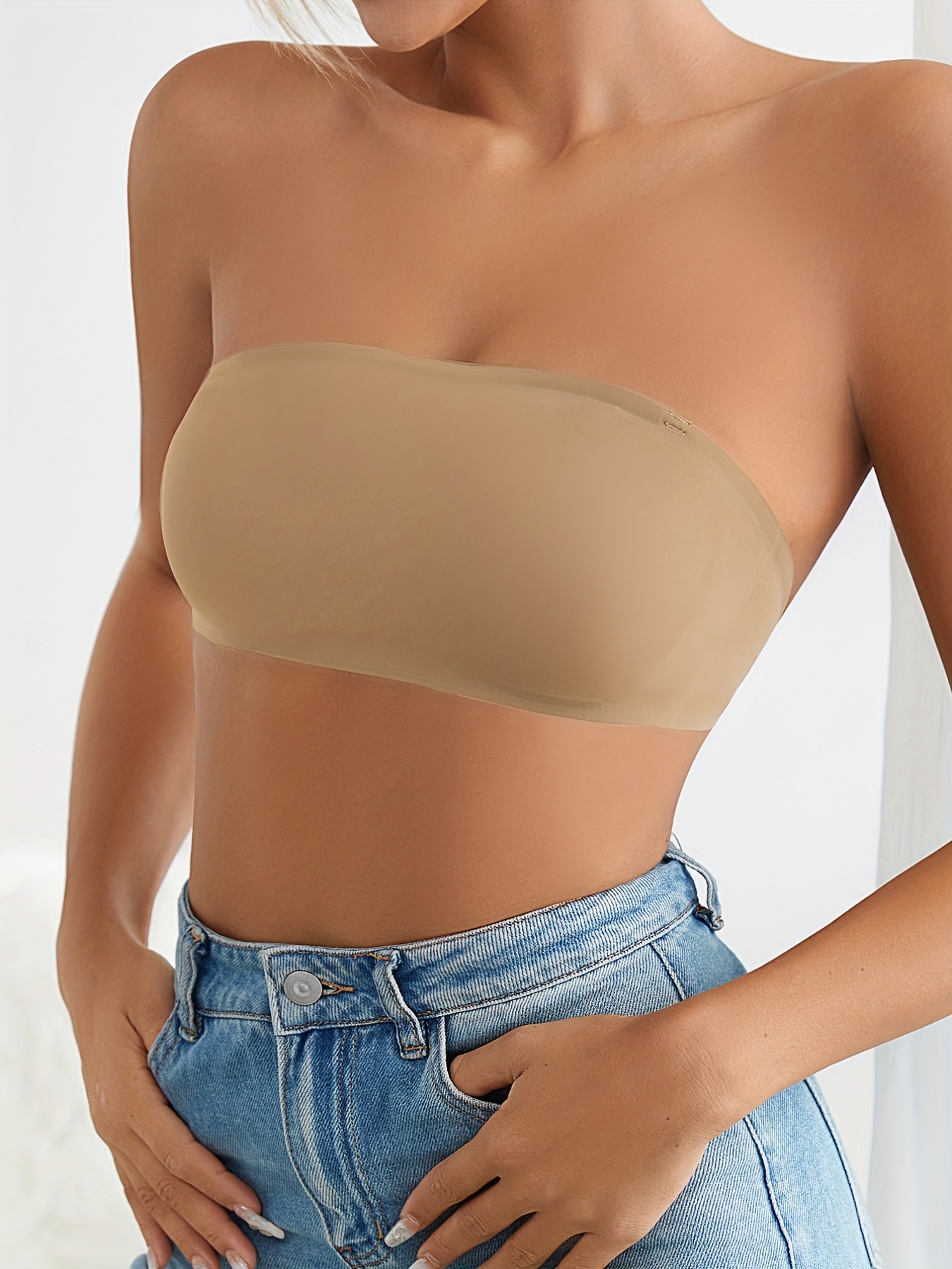 Women's Bandeau Bra Tube Top Seamless Strapless Stretch Trendy