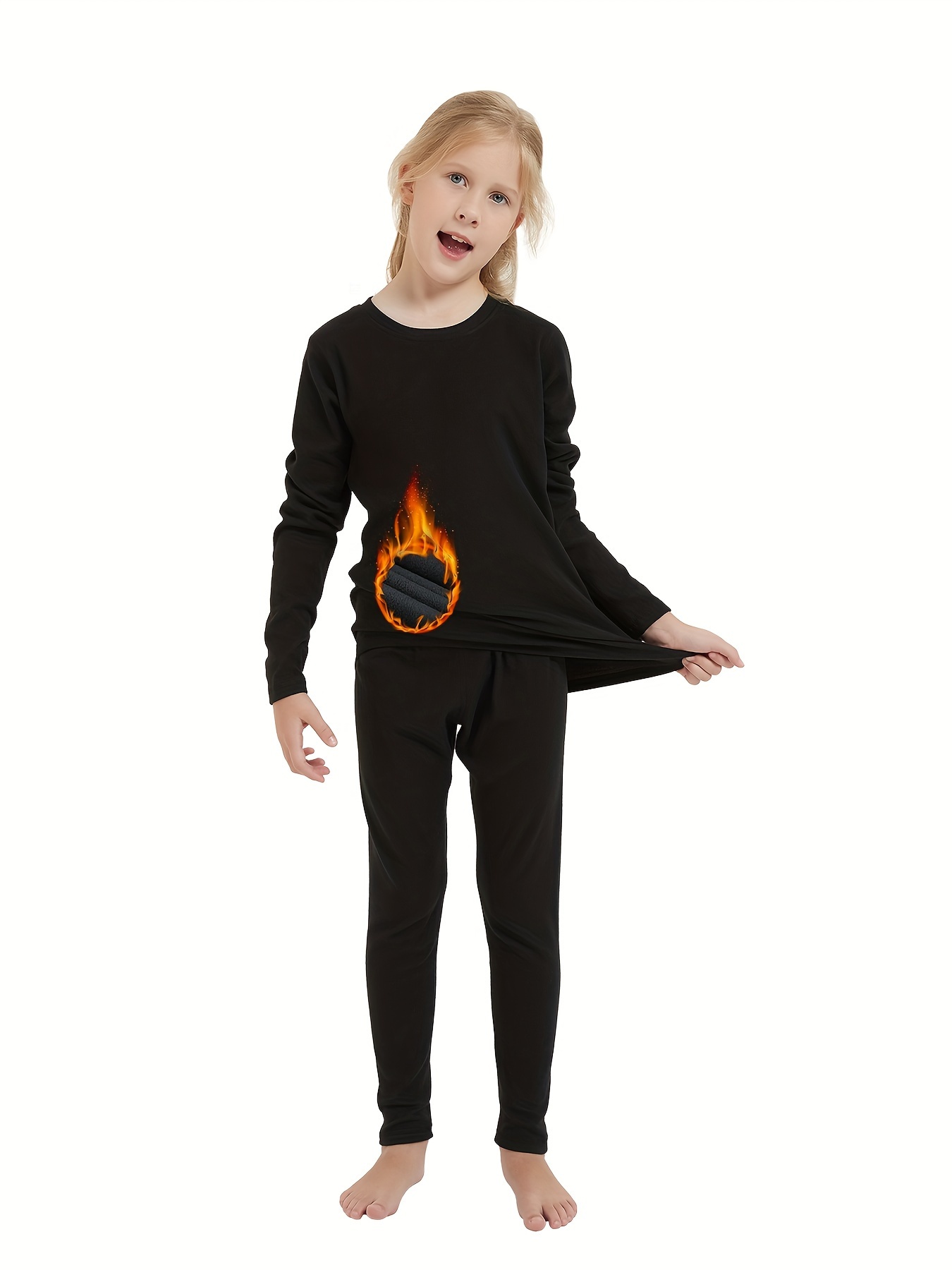 Warm sports tights - Black - Kids