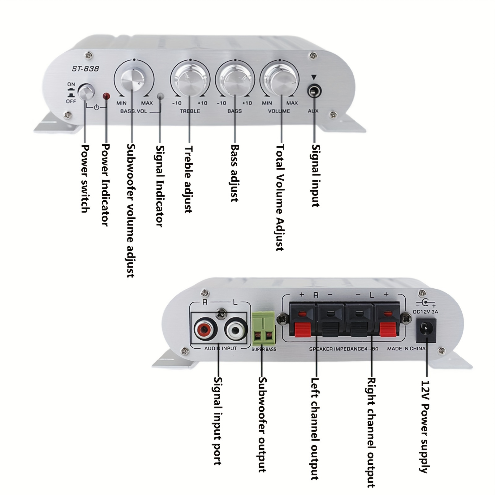 2.1 amp best sale with subwoofer output