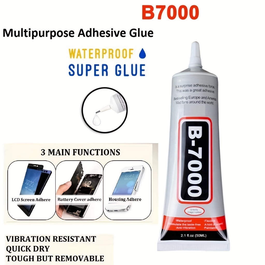 B7000 Adhesive Rhinestones Glue For Crafts, 2PCS 110ml / 3.7 Fl Oz B7000  Clear Glue With 5 Dotting Pen Tool, Wax Pencil And Tweezer, Jewelry Glue For