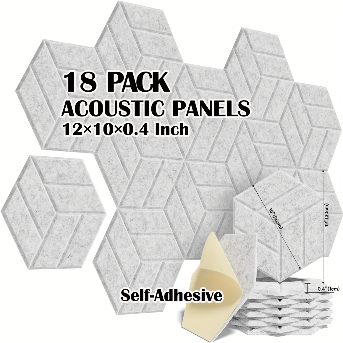  Paquete de 12 paneles acústicos autoadhesivos de 14 x 12 x 0.4  pulgadas, paneles hexagonales a prueba de sonido, paneles decorativos de  pared que absorben el sonido, paneles de alta densidad : Instrumentos  Musicales