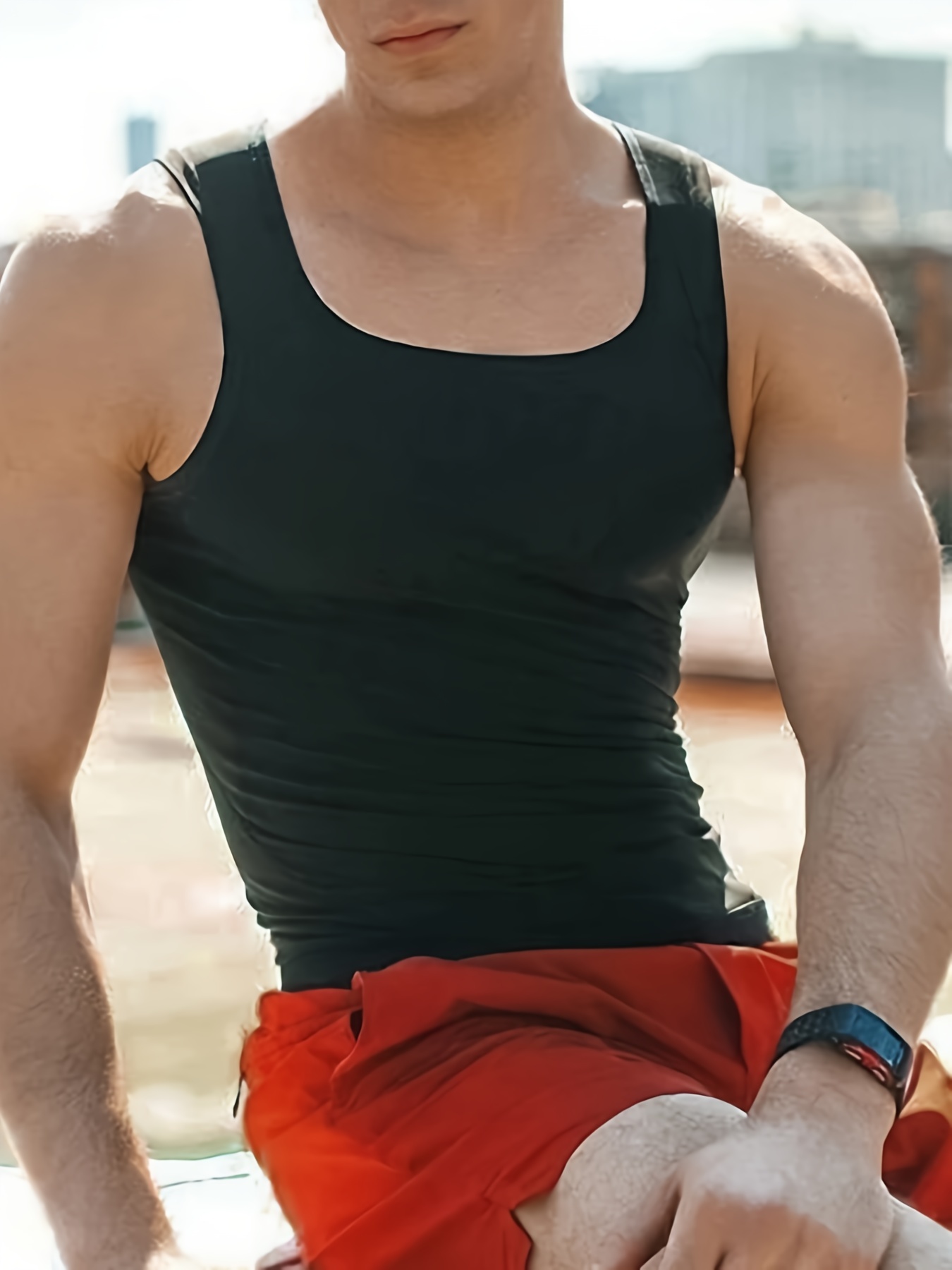 Hot Polymer Men's Zipper Sweat Jacket Body Shaper Vest Slim Sauna Tank Tops  Gym
