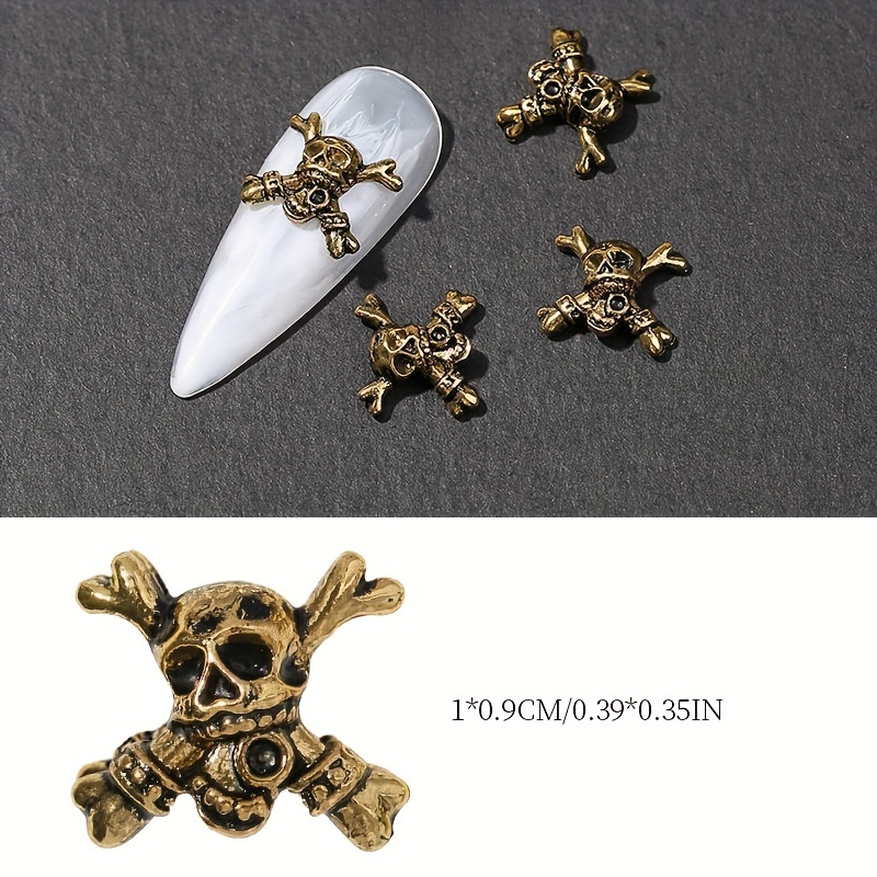 30pcs Halloween Nail Art Charms Retro Skull Accessories