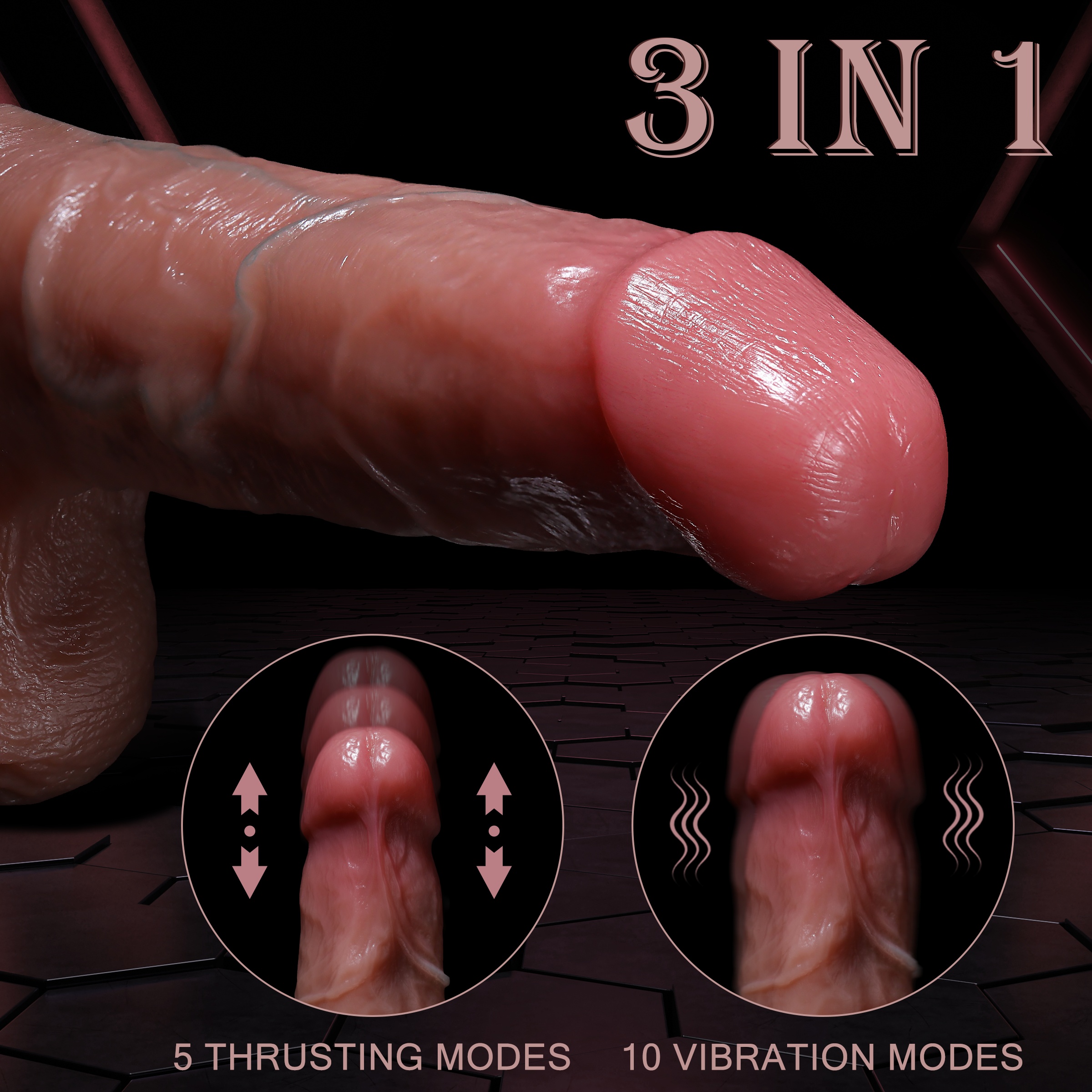 1pc 9.5 Inch Thrusting Dildo Vibrator With 5 Powerful Thrust Swing Speed &10 Vibrating G-spot Dildo Sex Toys, Silicone Realistic Female Vibrating Dildo Adult Sex Toys And Play Flesh