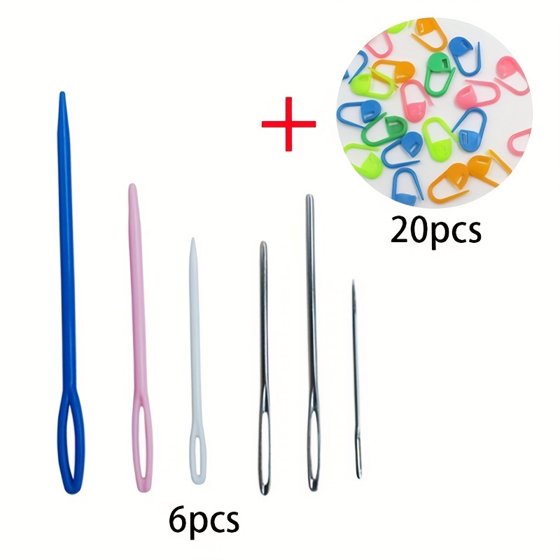 12Pcs Plastic Sewing Needles+18Pcs Large Eye Needles Safety Darning Yarn  Lacing Weaving Sewing Needles