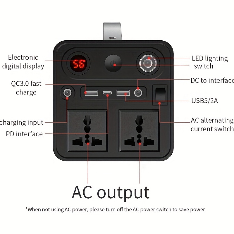 54000mah Portable Power Station, Power Generator, Emergency Power Station  With Usb Qc3.0 Pd Ac 110v Inverter Output, Rechargeable Lithium Battery -  Temu