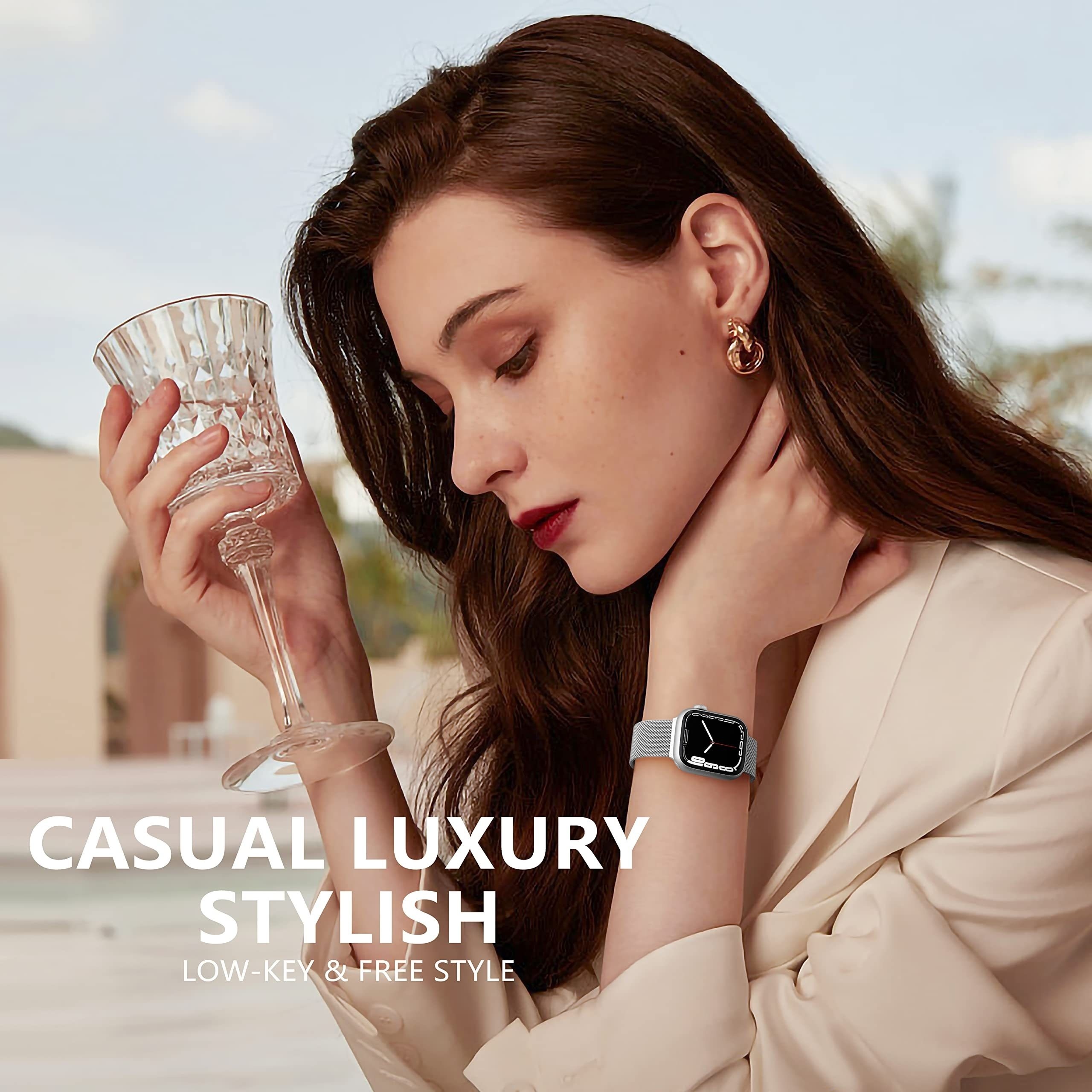 Luxury Milanese Loop Bracelet for Apple Watch Band Ultra 49mm 45mm 42mm  41mm 40mm 38mm Wrist Strap Women Metal Series 8 7 6 5 4 3 2 1 SE