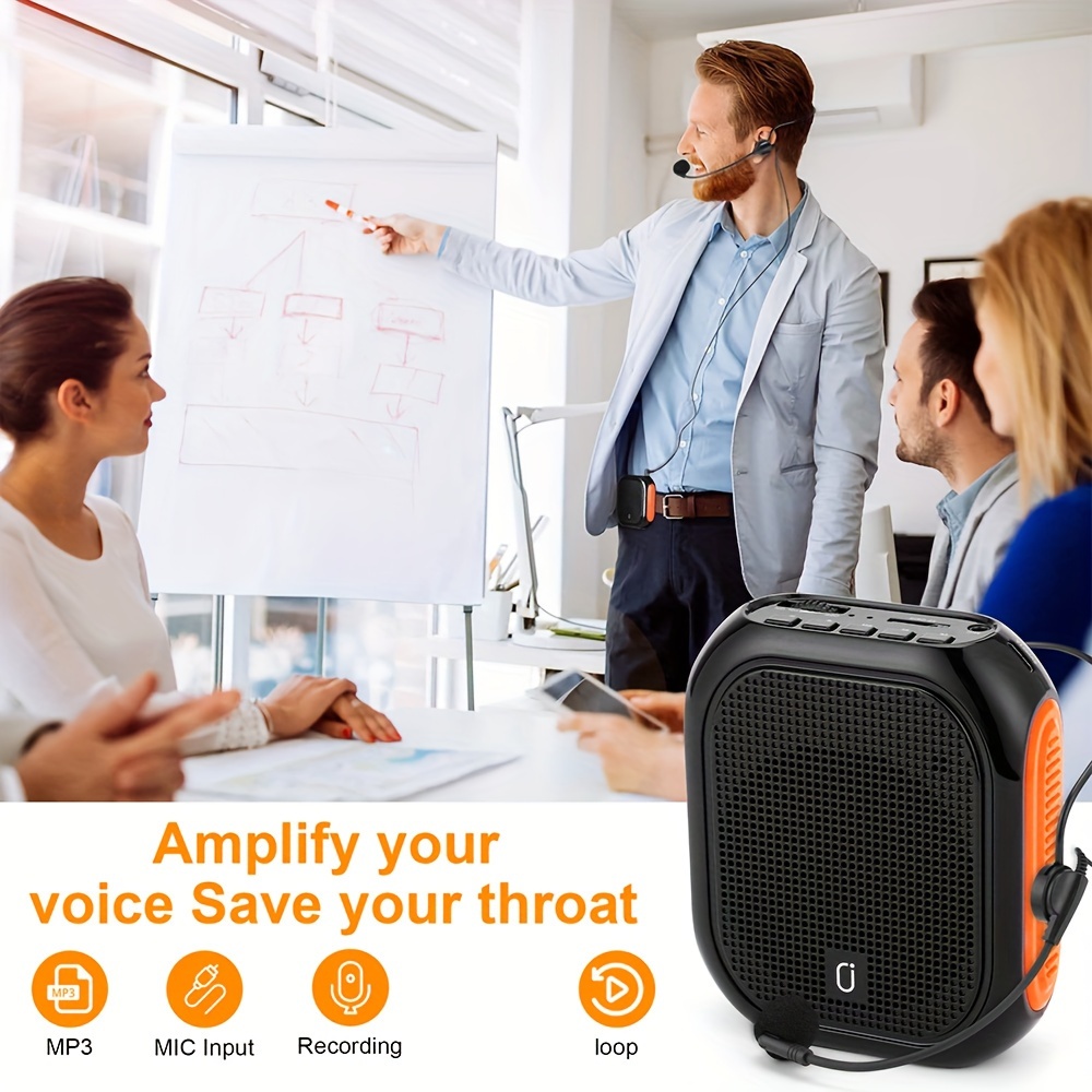 Amplificateur vocal portable multifonctionnel, haut-parleur vocal personnel  avec microphone, affichage du son surround pour les